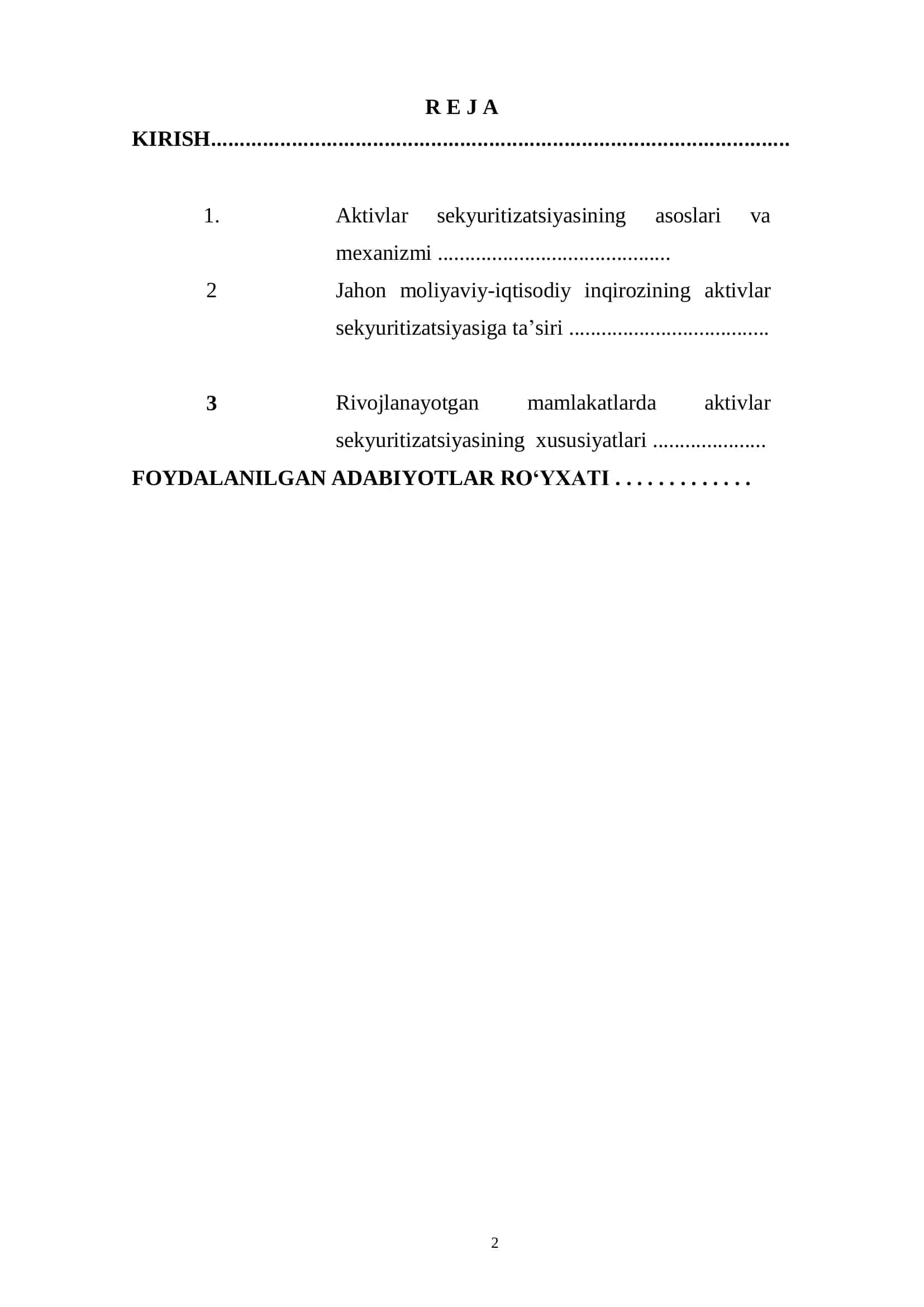 BANK AKTIVLARI SEKYURITIZATSIYASI 2