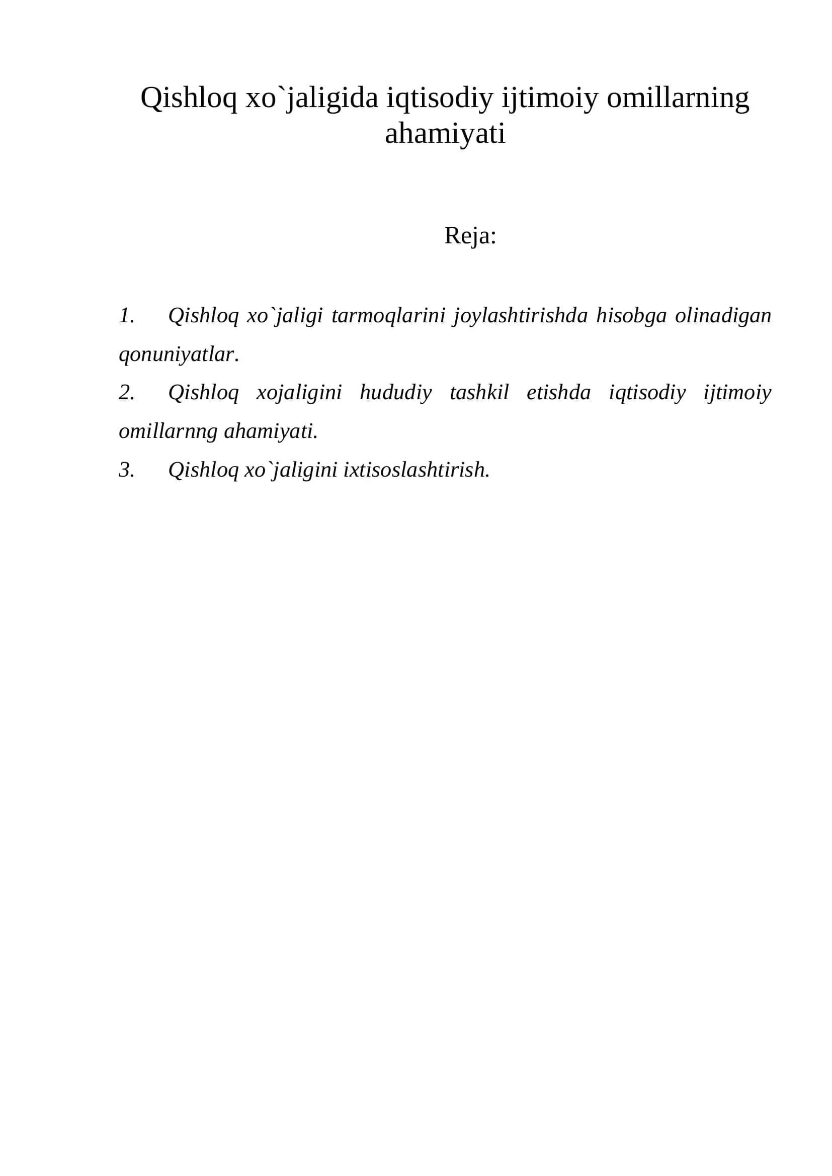 Qishloq xo`jaligida iqtisodiy ijtimoiy omillarning ahamiyati 2