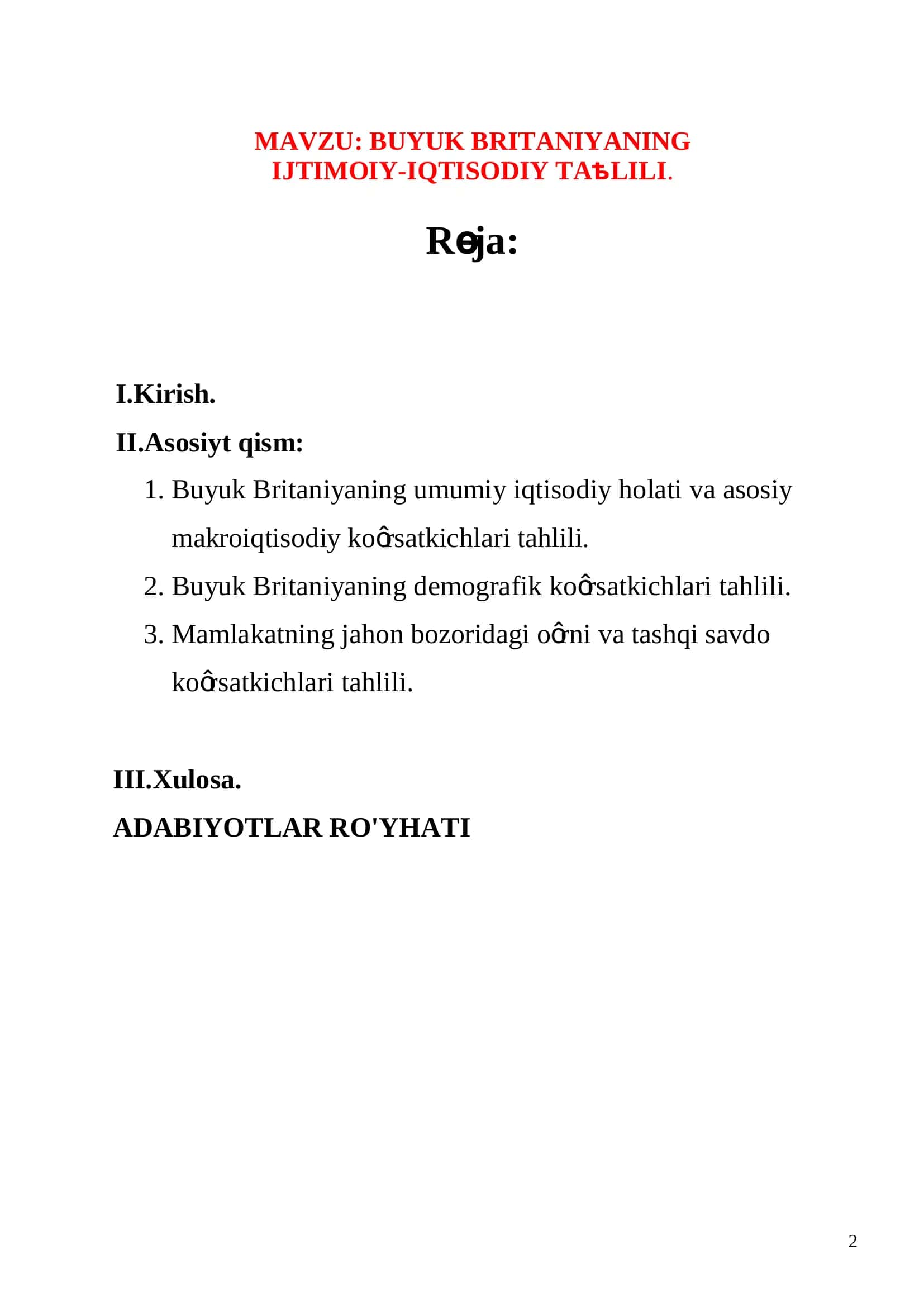 BUYUK BRITANIYANING IJTIMOIY-IQTISODIY TAХLILI 2