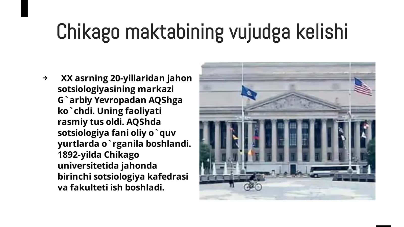 Chikago maktabining sotsiologiya tarixida tutgan o'rni 2