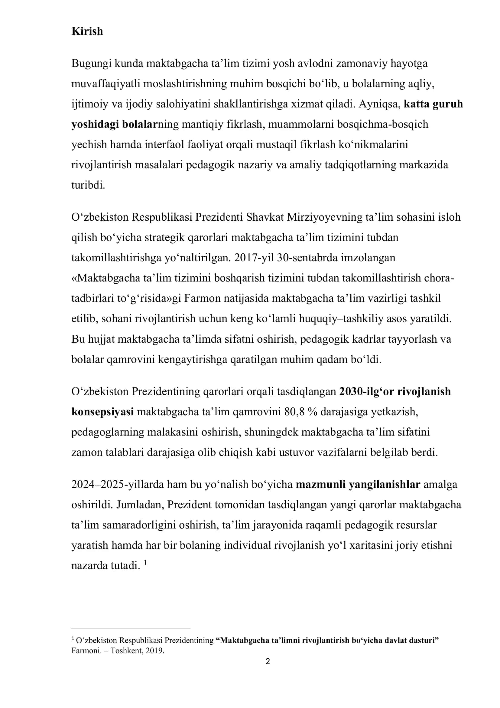 KATTA GURUH BOLALARIDA MASALANI BOSQICHMA-BOSQICH YECHISH BO‘YICHA INTERFAOL MASHG‘ULOTLARNI TASHKIL ETISH METODIKASI 2