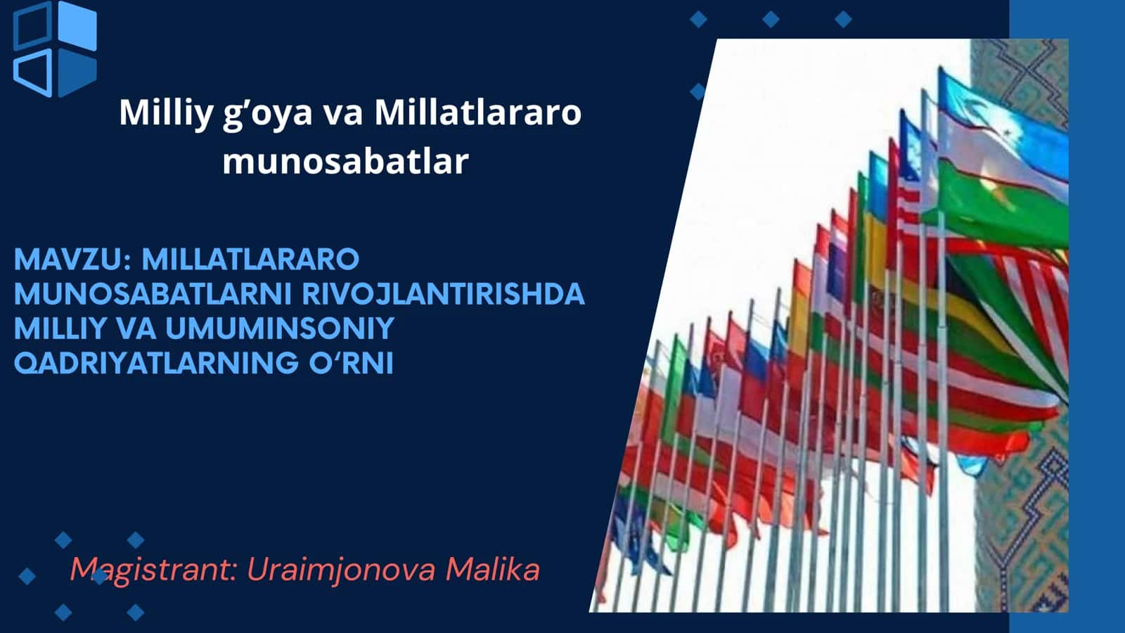MILLATLARARO MUNOSABATLARNI RIVOJLANTIRISHDA MILLIY VA UMUMINSONIY QADRIYATLARNING O‘RNI 2