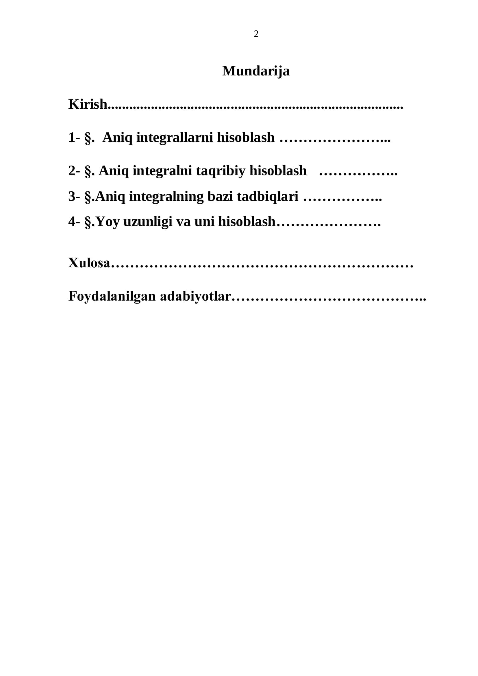 Aniq integralni taqribiy hisoblash va uning tadbiqlari 2