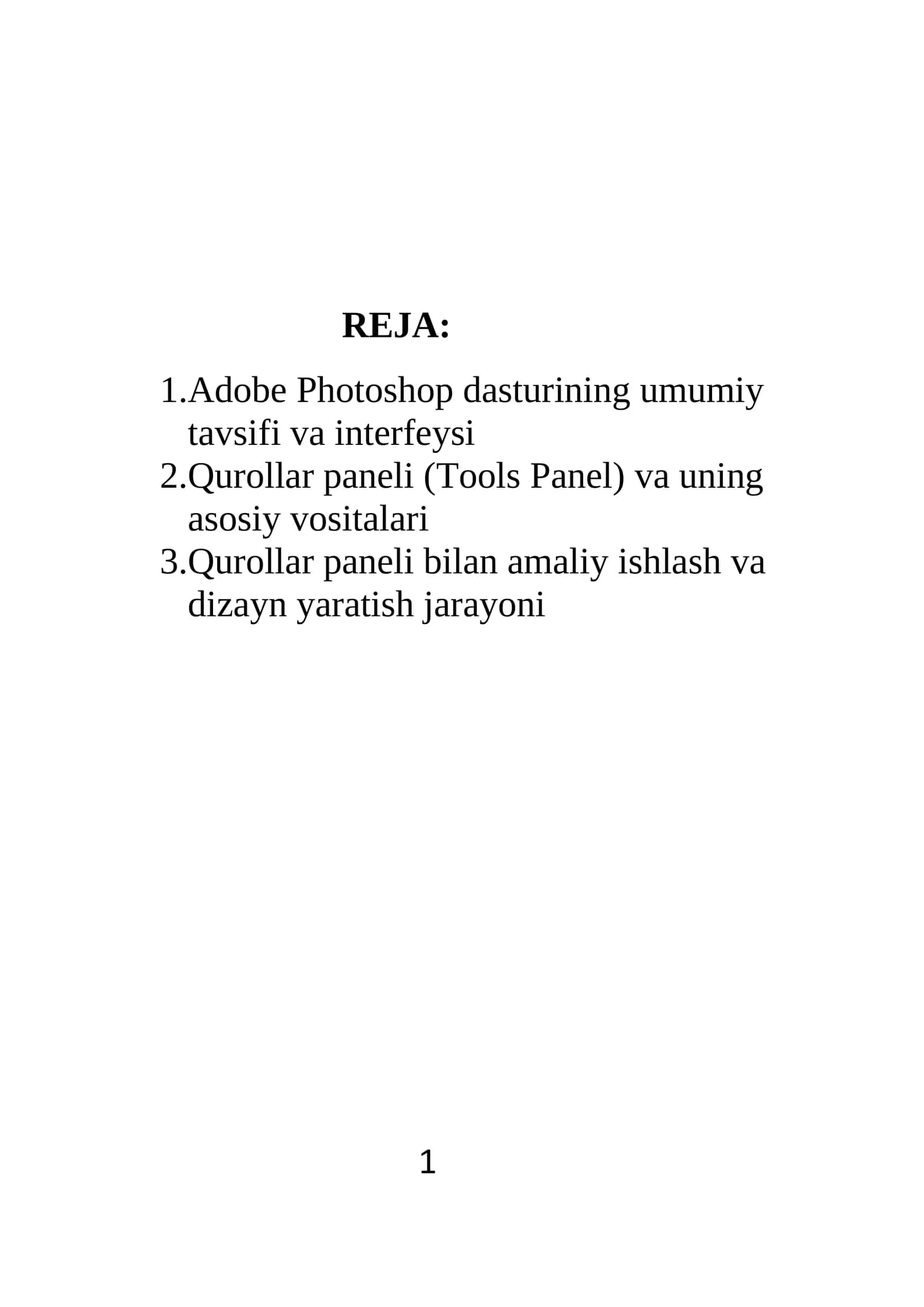 Adobe Photoshop dasturining qurollar paneli bilan ishlashni o’rganish 2