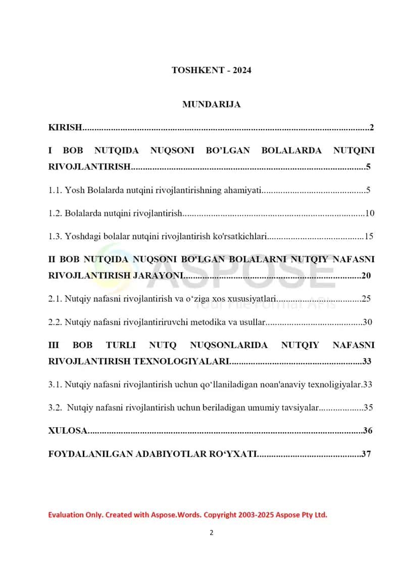Nutqida nuqsoni bo'lgan bolalar nafasini rivojlantirish diplom ishi 2