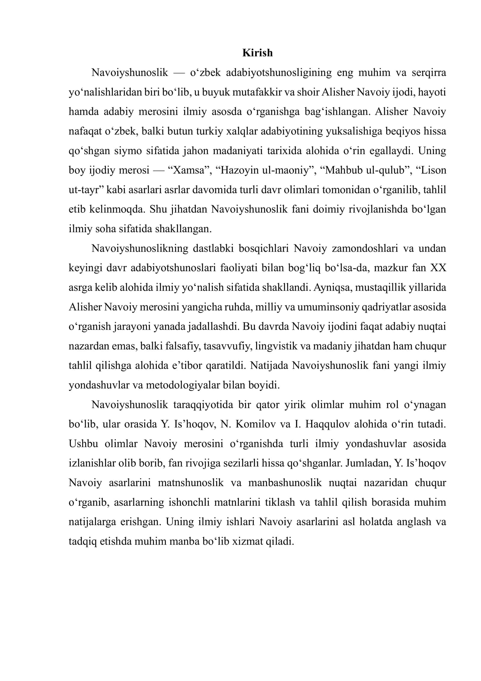 NAVOIYSHUNOSLIK TARAQQIYOTI Y. IS’HOQOV, N. KOMILOV, I. HAQQULOV 2