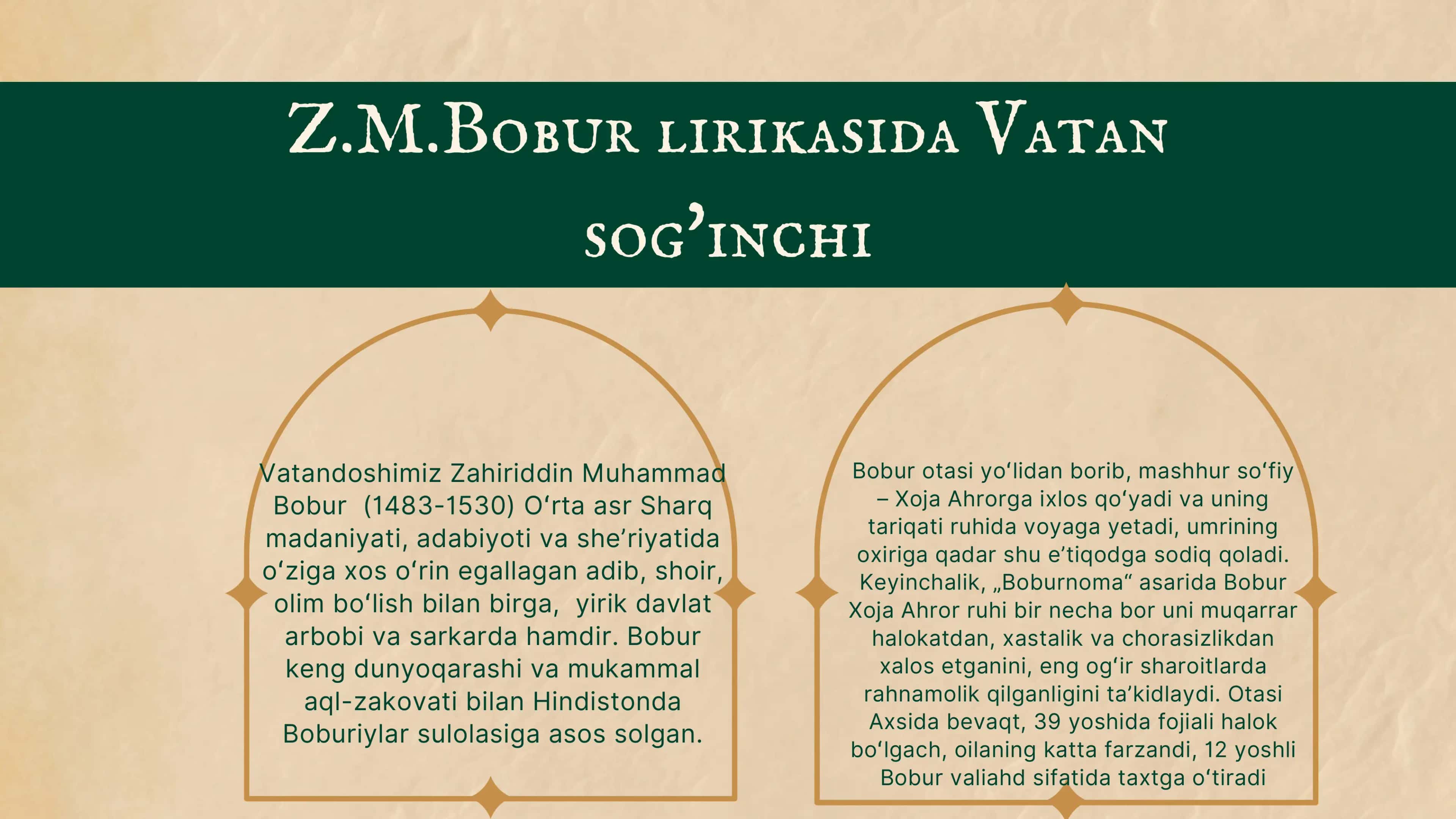 Z.M.Bobur lirikasida Vatan sog'inchi 2
