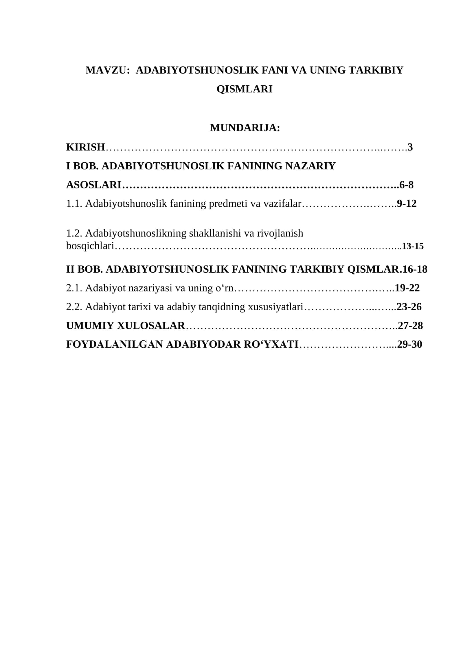ADABIYOTSHUNOSLIK FANI VA UNING TARKIBIY QISMLARI 2