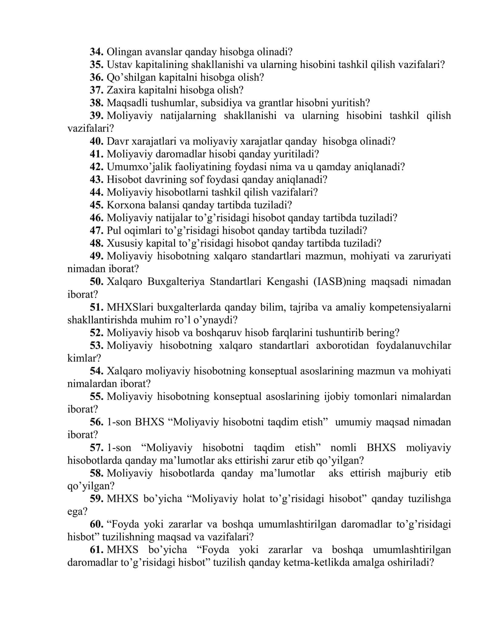 Buxgalteriya hisobi va audit”  yo‘nalishdagi talabalar uchun 2