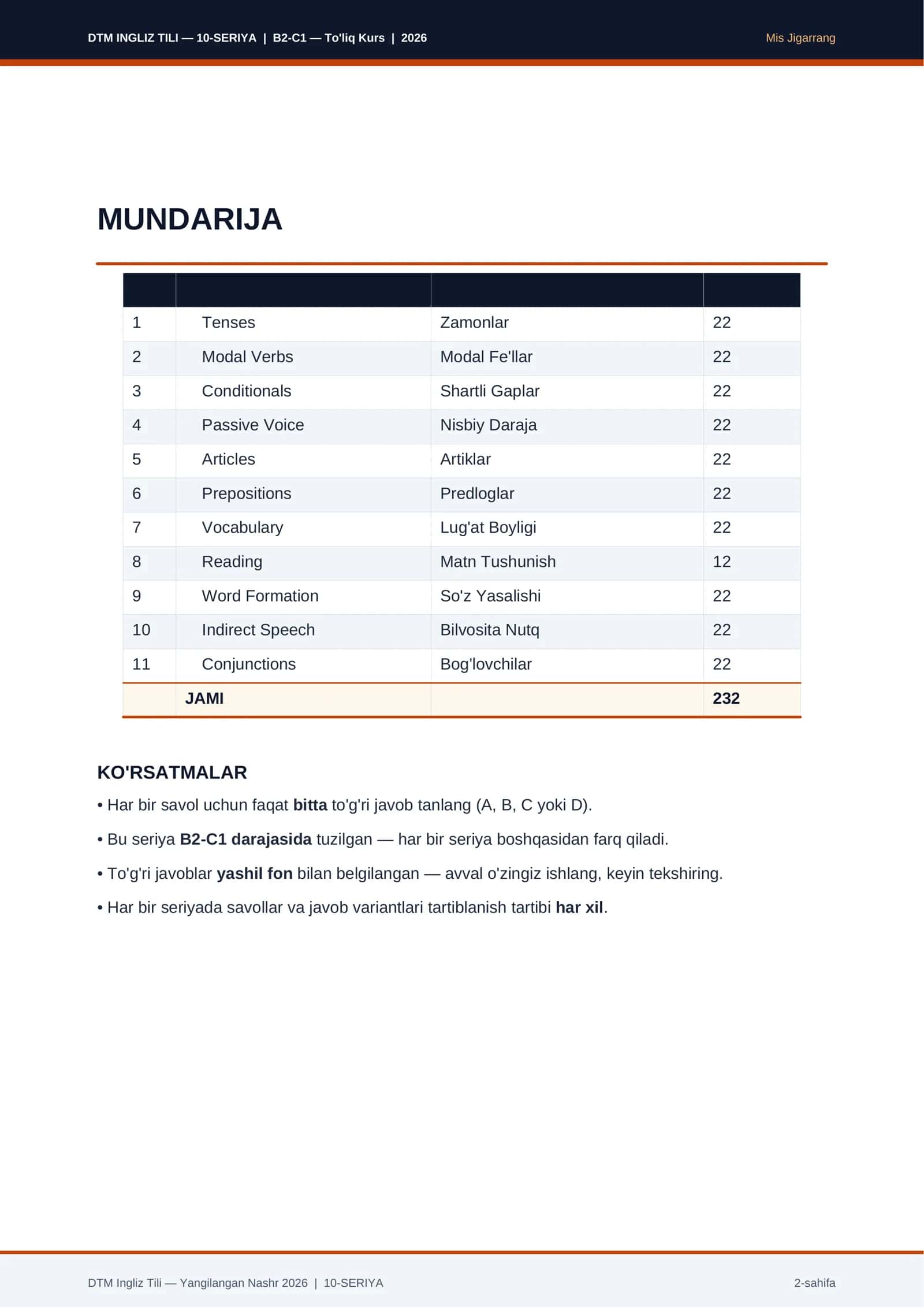 DTM Ingliz Tili — 10-SERIYA | B2-C1 — To'liq Kurs | 2026 2