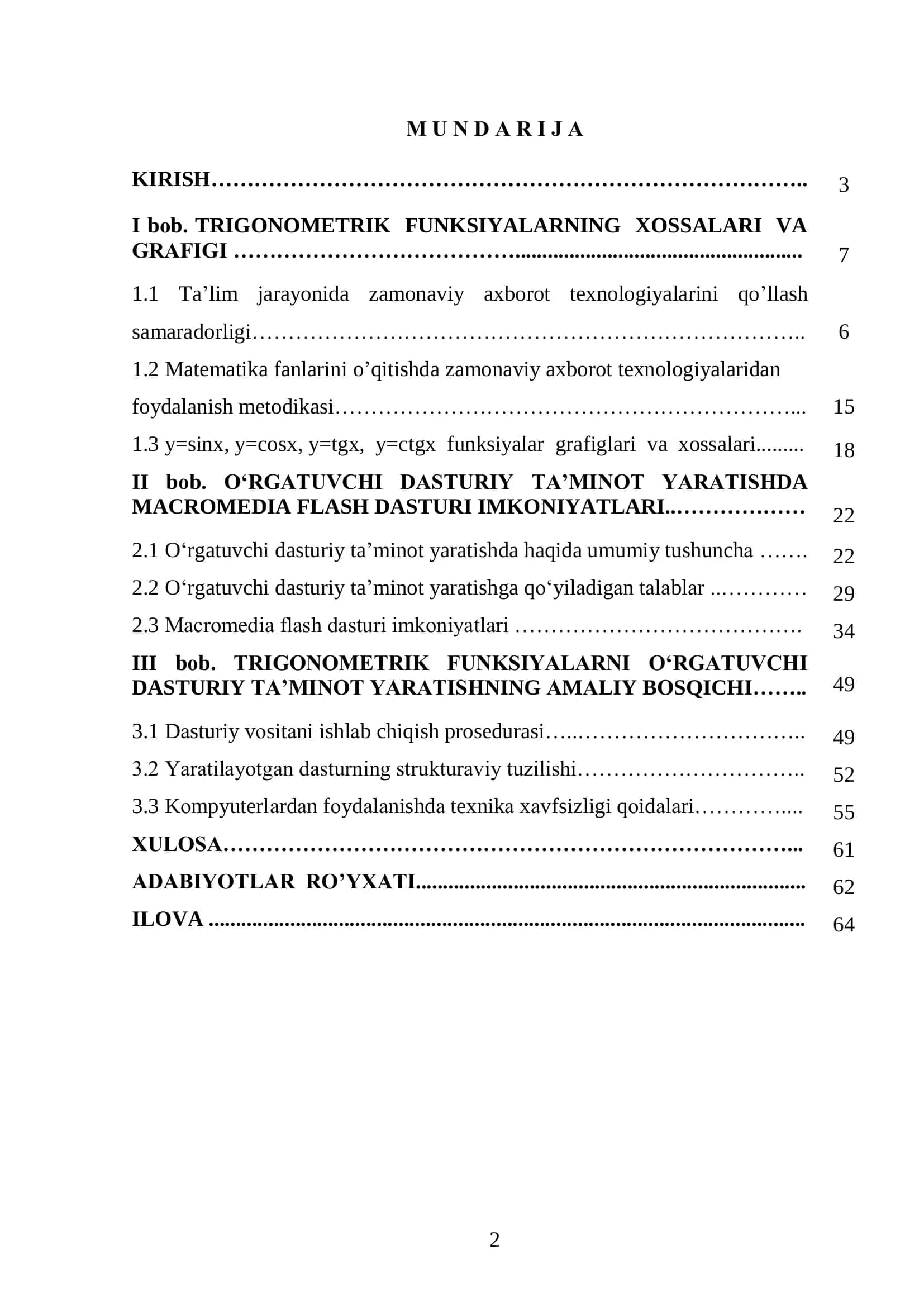 Trigonometrik funksiyalarni o‘rgatuvchi dasturiy ta’minot yaratish 2