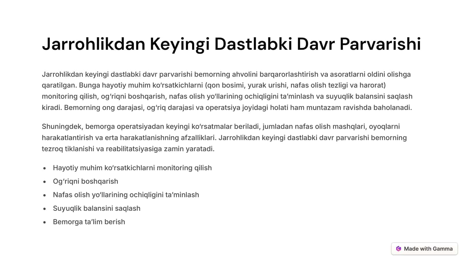 Xirurgik Bemorlarni Parvarishlash: To8liq 2