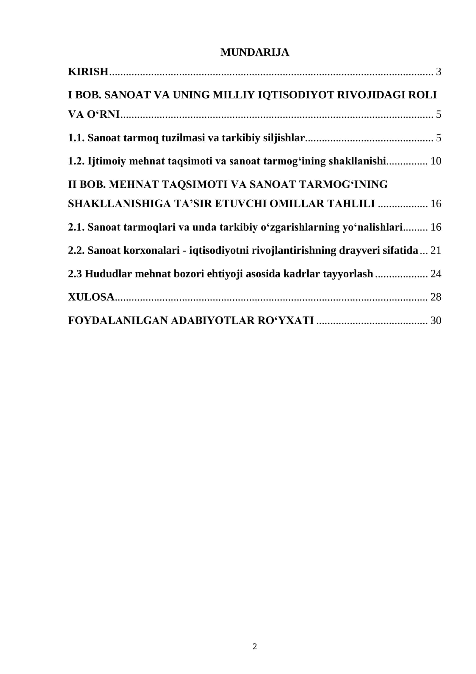 KURS ISHI "SANOAT IQTISODIYOTI" 2