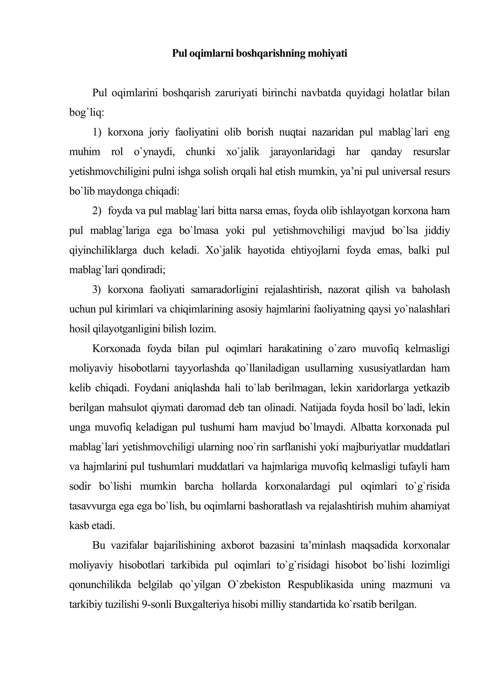 Korxonada pul oqimlarini boshqarish 2