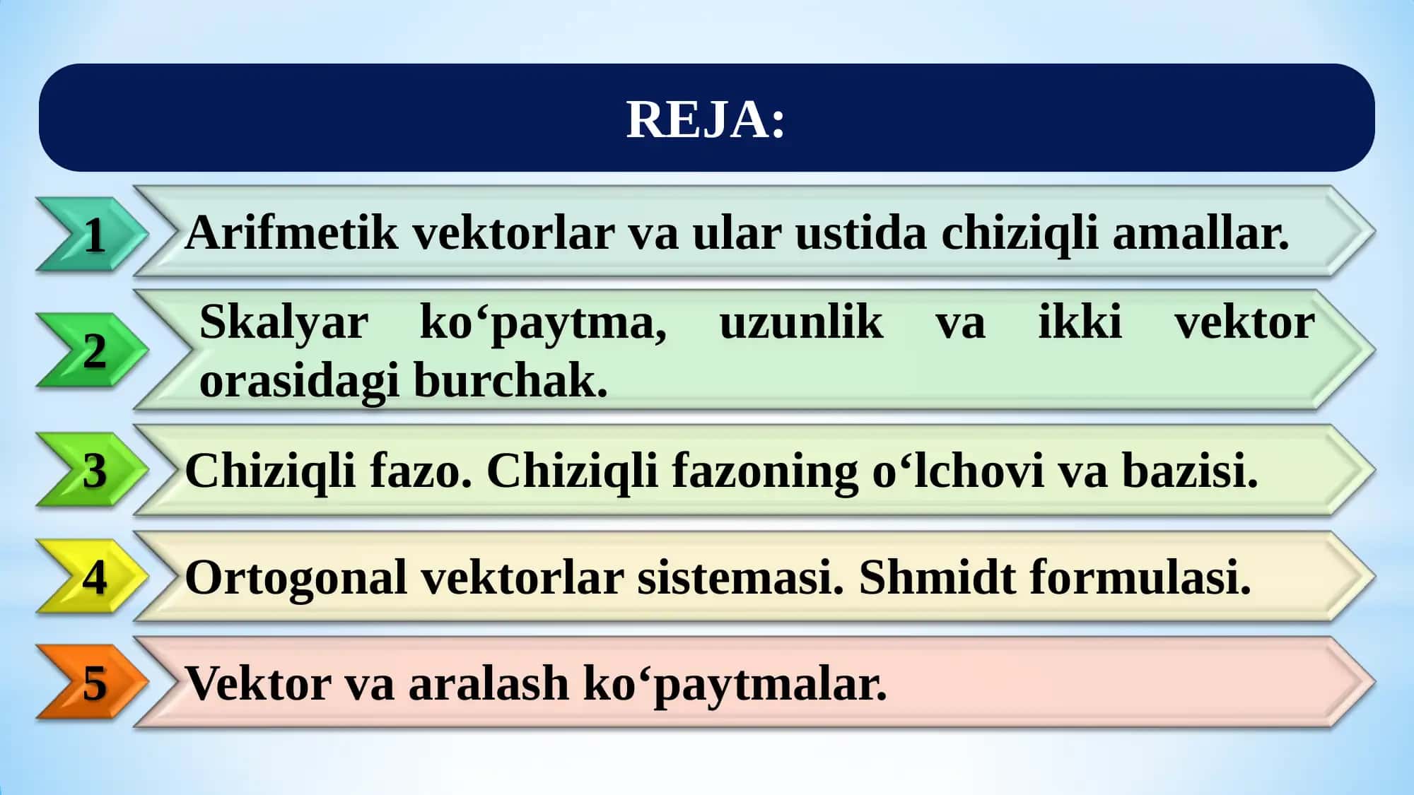 Amaliy matematika 1: Arifmetik vektor fazo. Chiziqli fazo 2