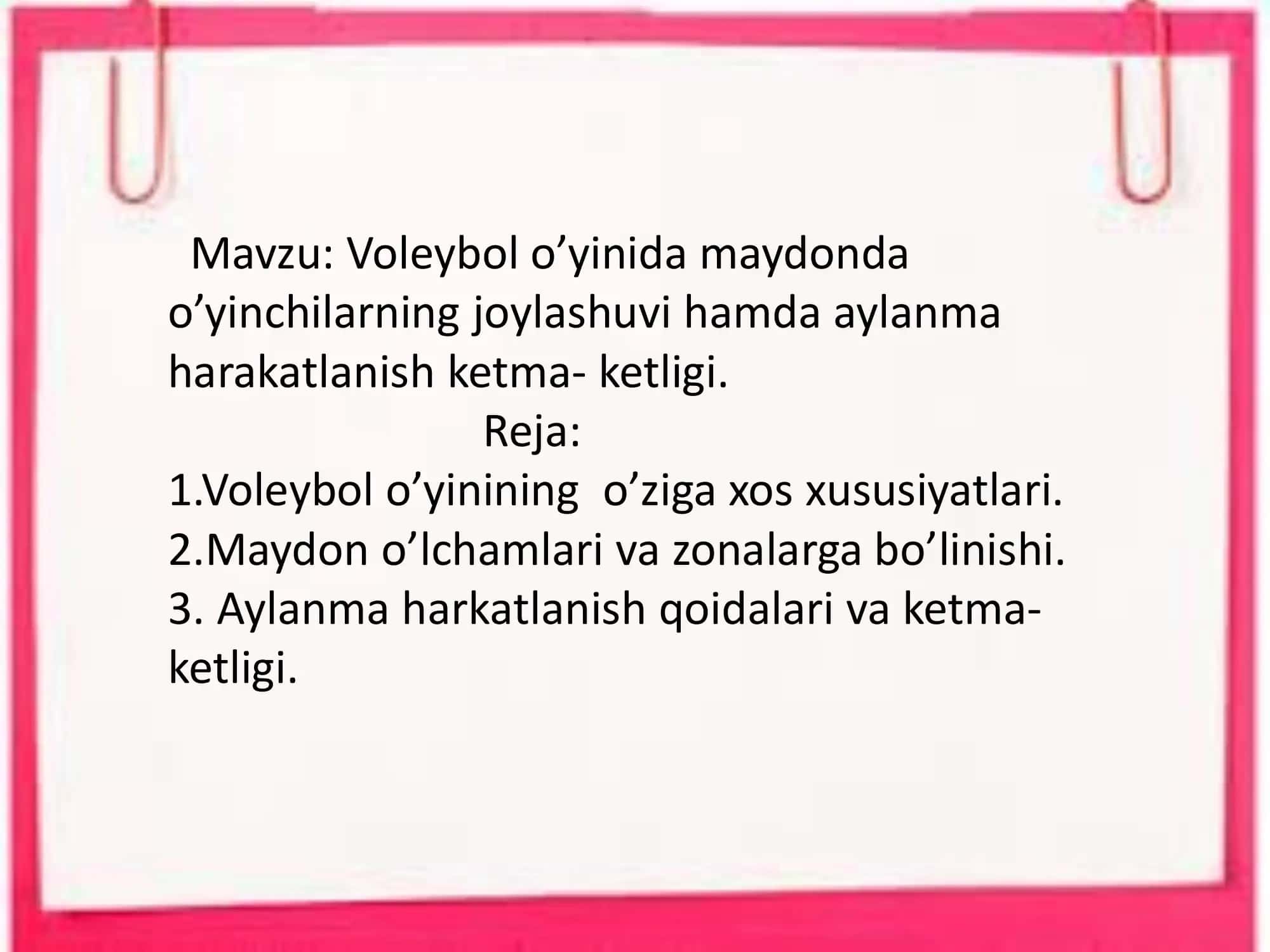 Voleybol o'yinida maydonda o'yinchilarning joylashuvi 2