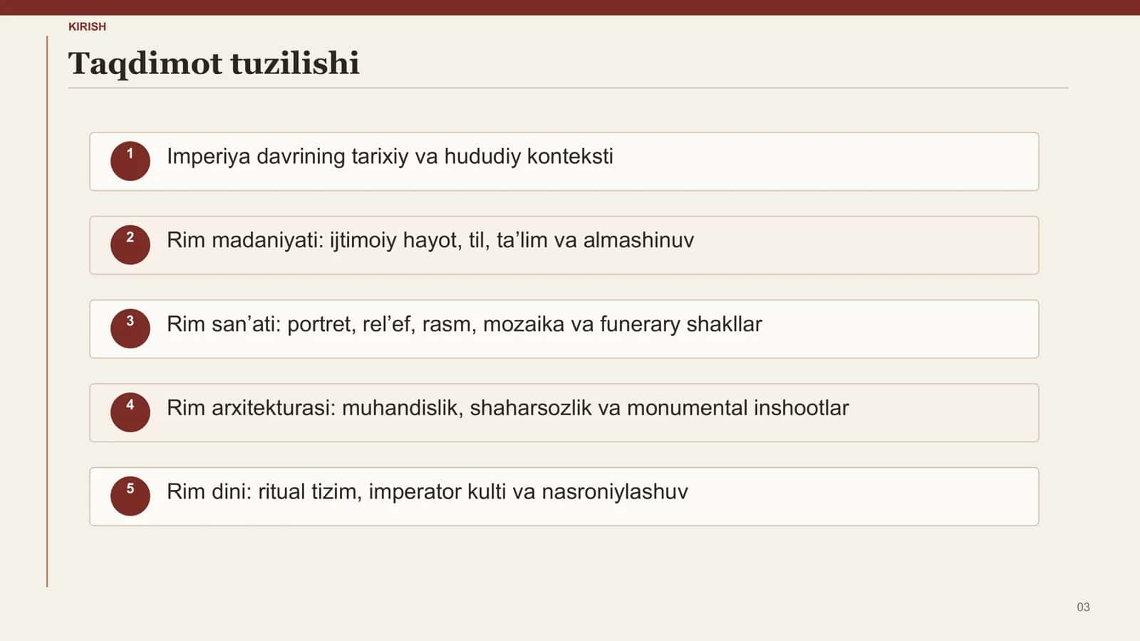 Imperiya davrida Rim madaniyati, san’ati, arxitekturasi va dini 2