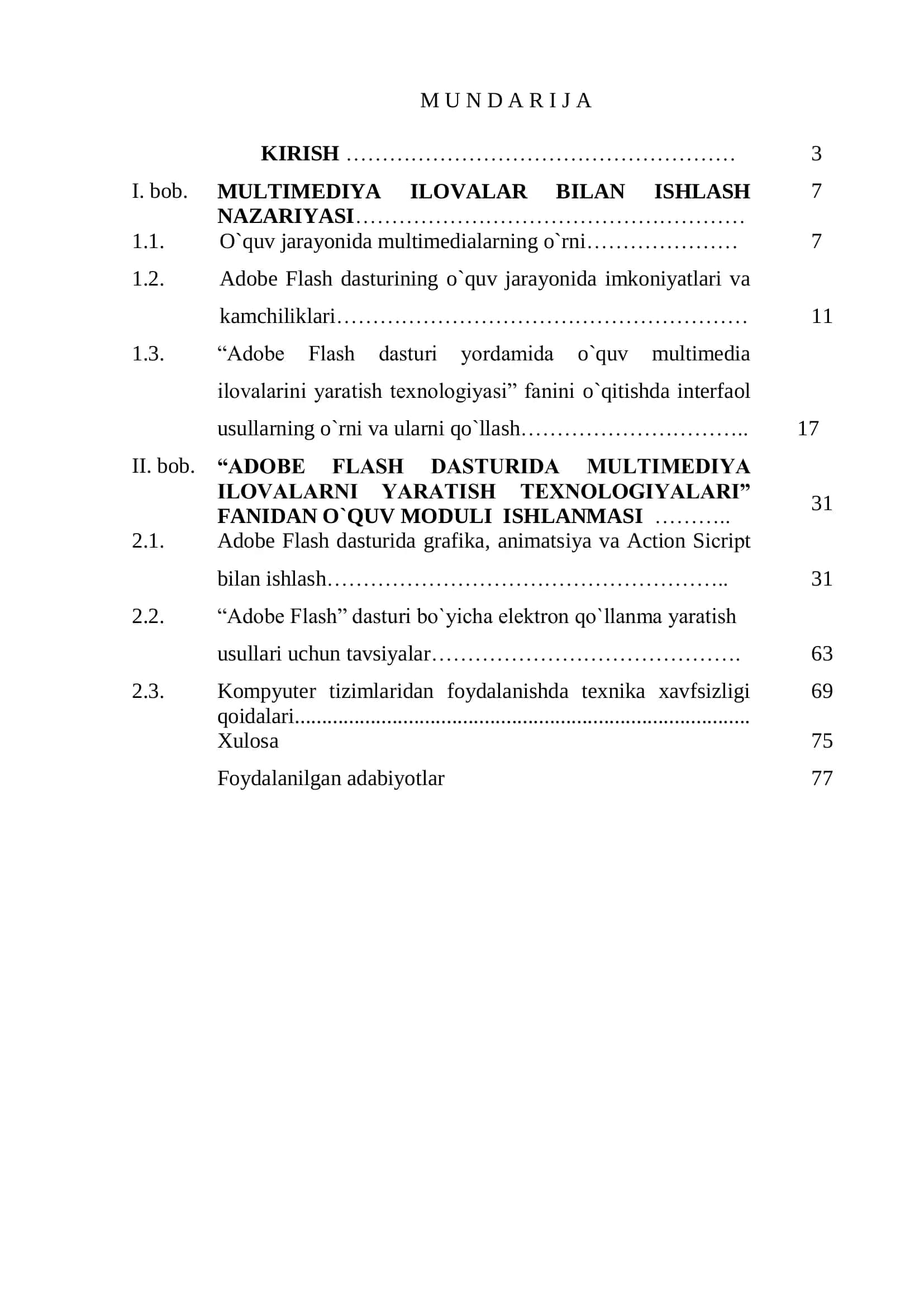 ADOBE FLASH DASTURIDA YARATILADIGAN O`QUV RESURSLAR TAHLILI VA YARATISH TEXNOLOGIASI 2