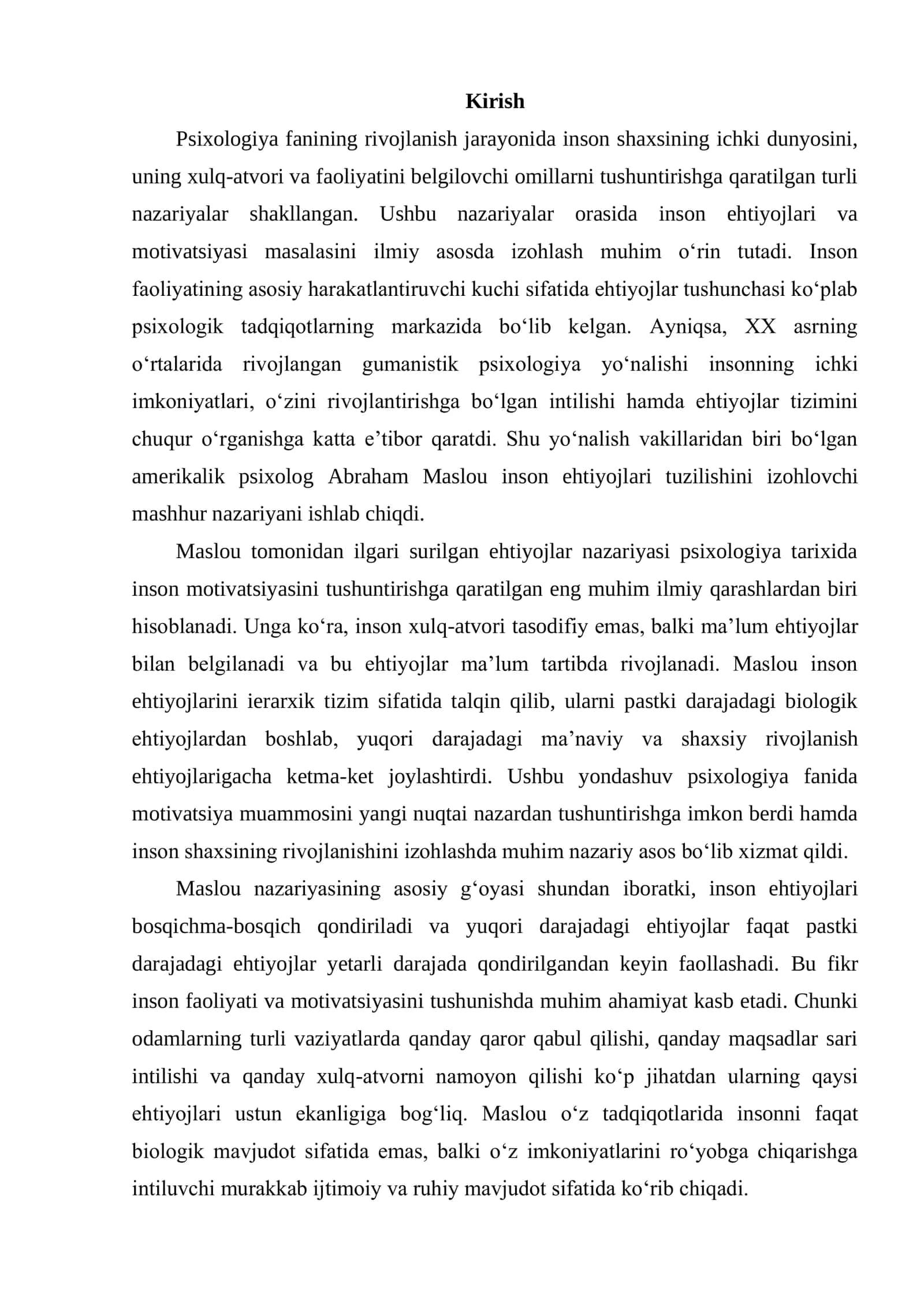 A.MASLOUNING EHTIYOJLAR NAZARIYASI 2