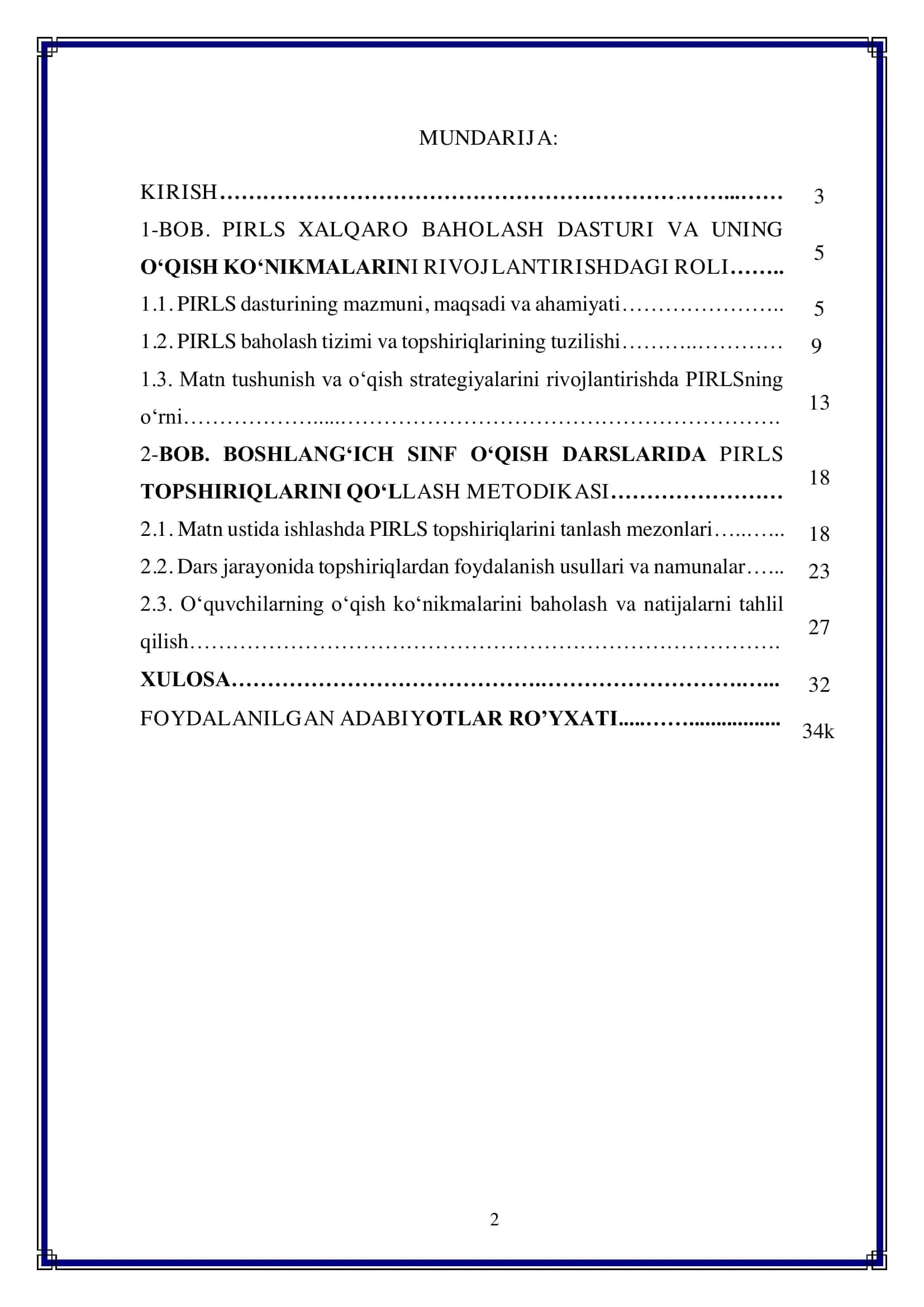 3-sinf o‘qish darslarida matn ustida ishlashda PIRLS topshiriqlaridan foydalanish 2