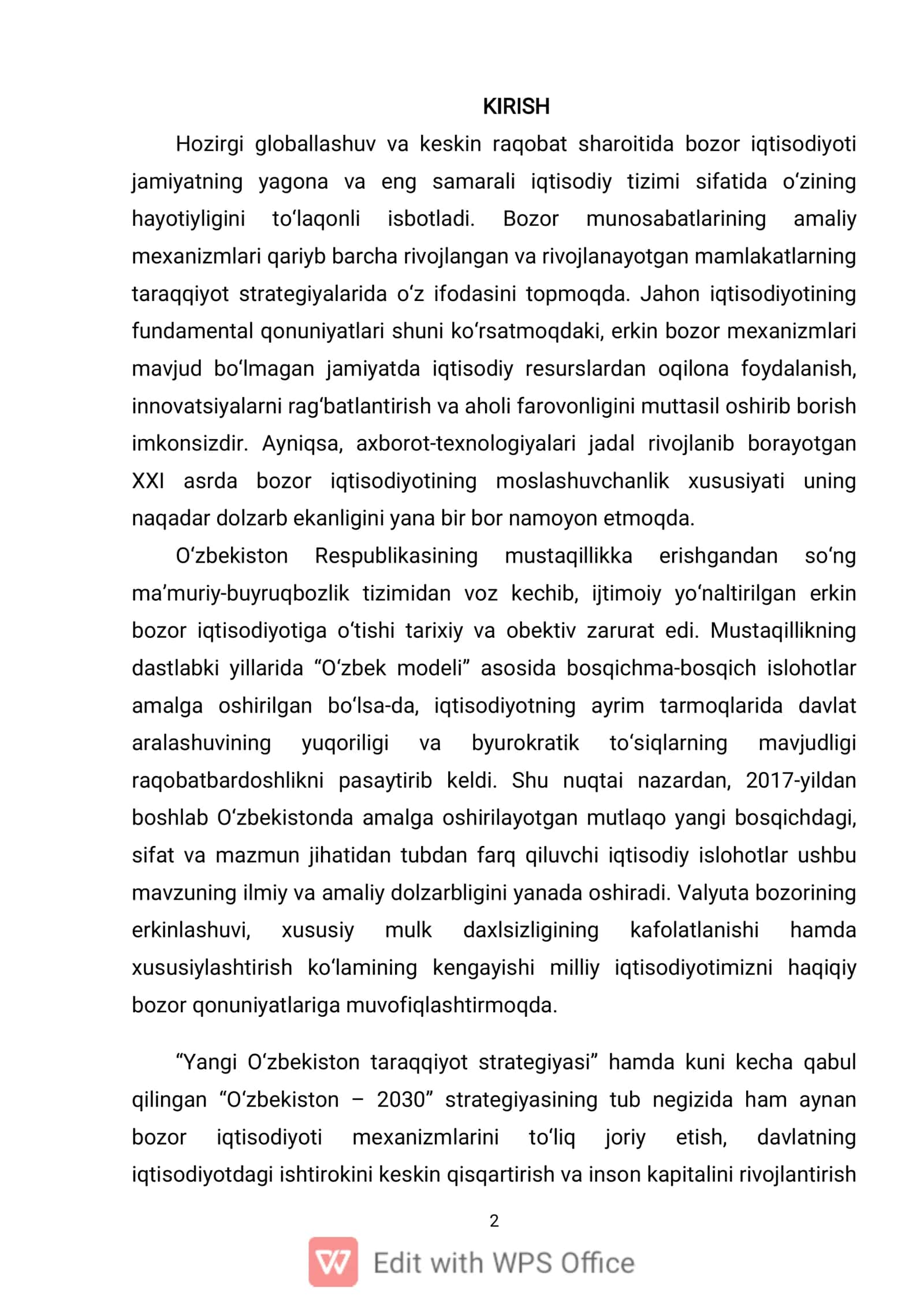 BOZOR IQTISODIYOTINING SHAKLLANISHI VA RIVOJLANISHI 2