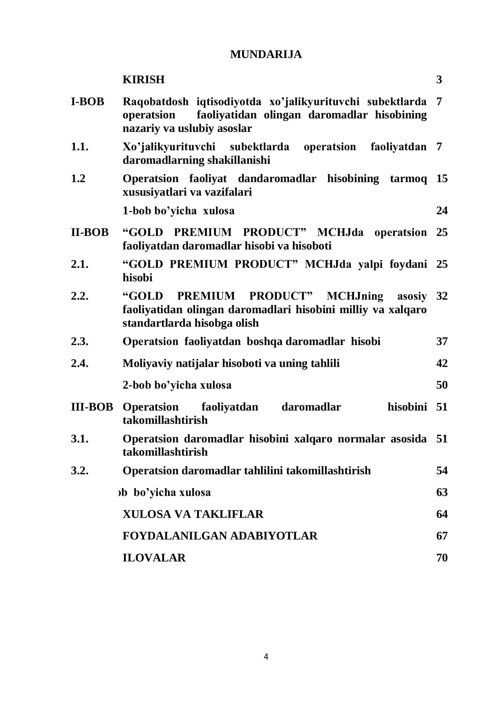 Operatsion faoliyatidan olingan daromadlar hisobini va uni takomillashtirish 2