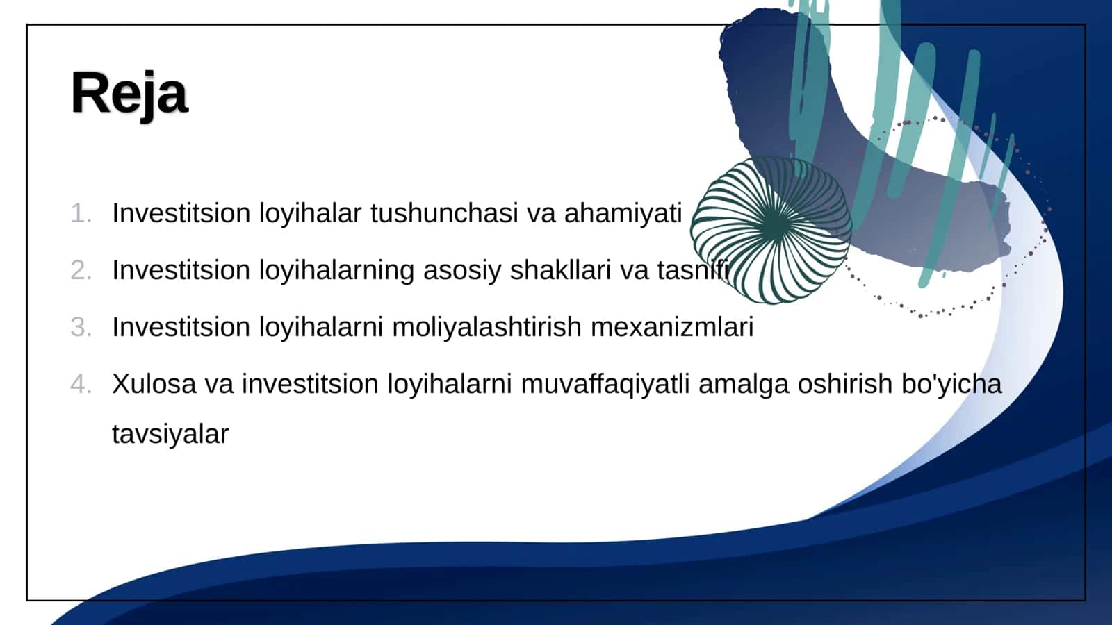 Investitsion loyihalarning shakllari va mexanizmlarini qayta ishlash 2