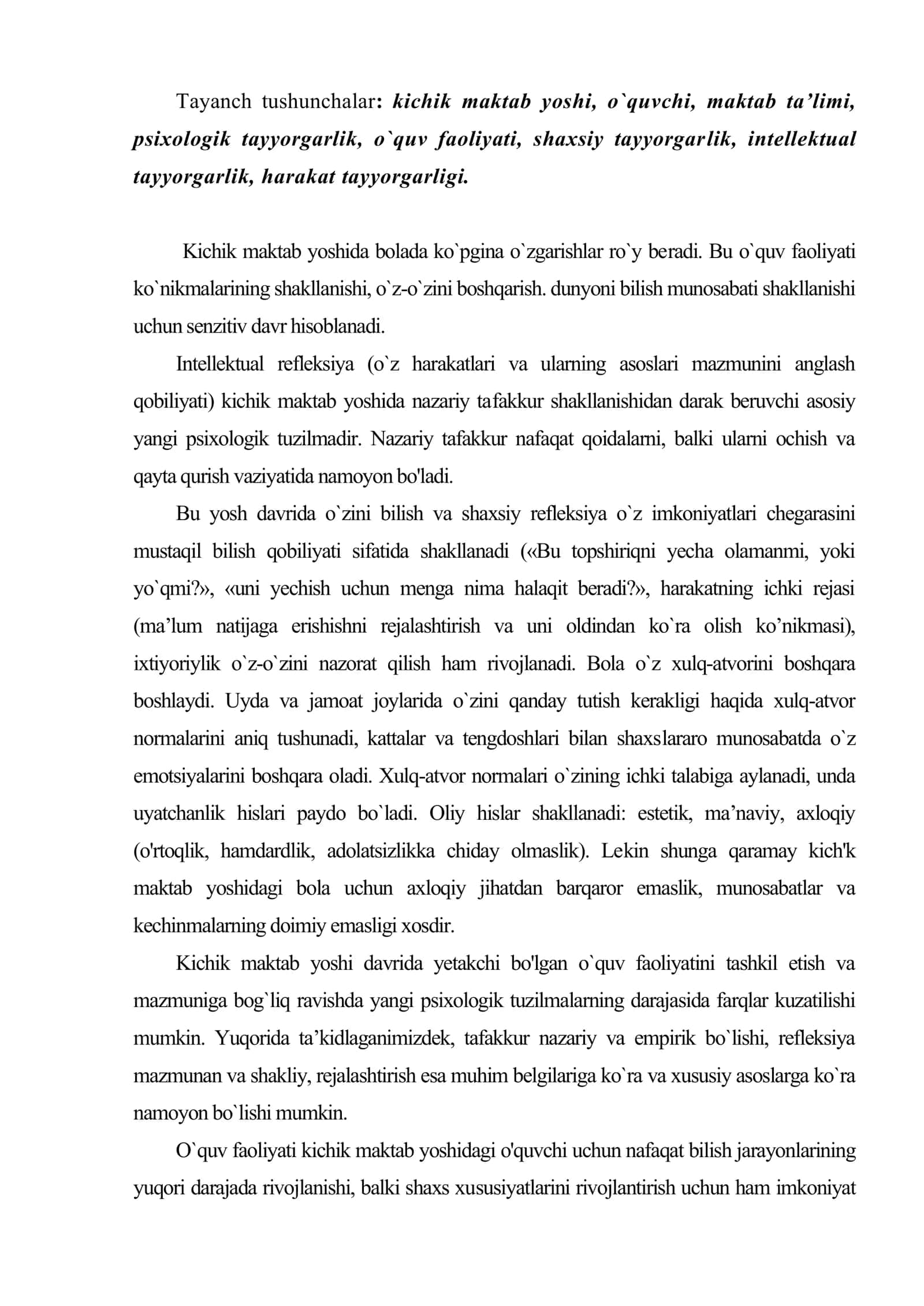 Kichik maktab yoshida ijtimoiy hayot. O’qituvchilar va tengdoshlari bilan muloqot 2