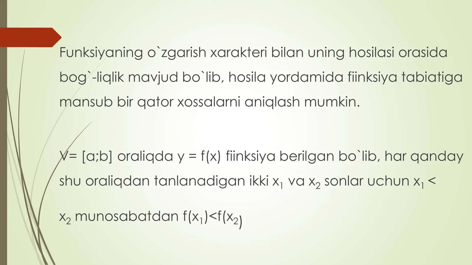 BIR O’ZGARUVCHI FUNKSIYANI TO’LA TEKSHIRISH 2