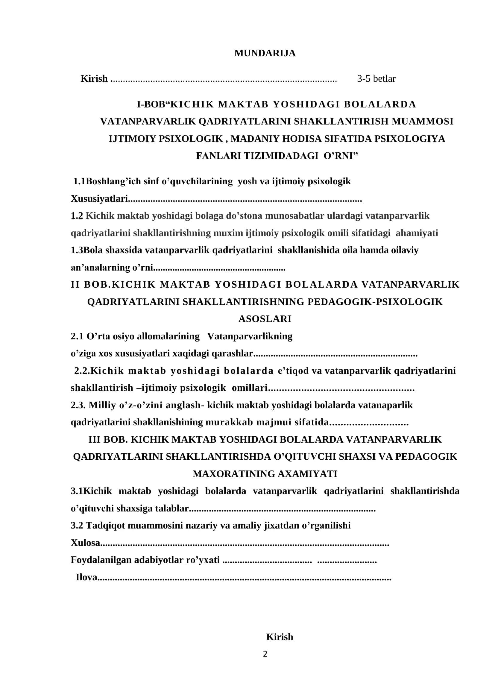 BOSHLANG’ICH SINF O’Q’UVCHILARIDA VATANPARVARLIK QADRIYATLARINI SHAKLLANTIRISHNING IJTIMOIY-PSIXOLOGIK XUSUSIYATLARI 2