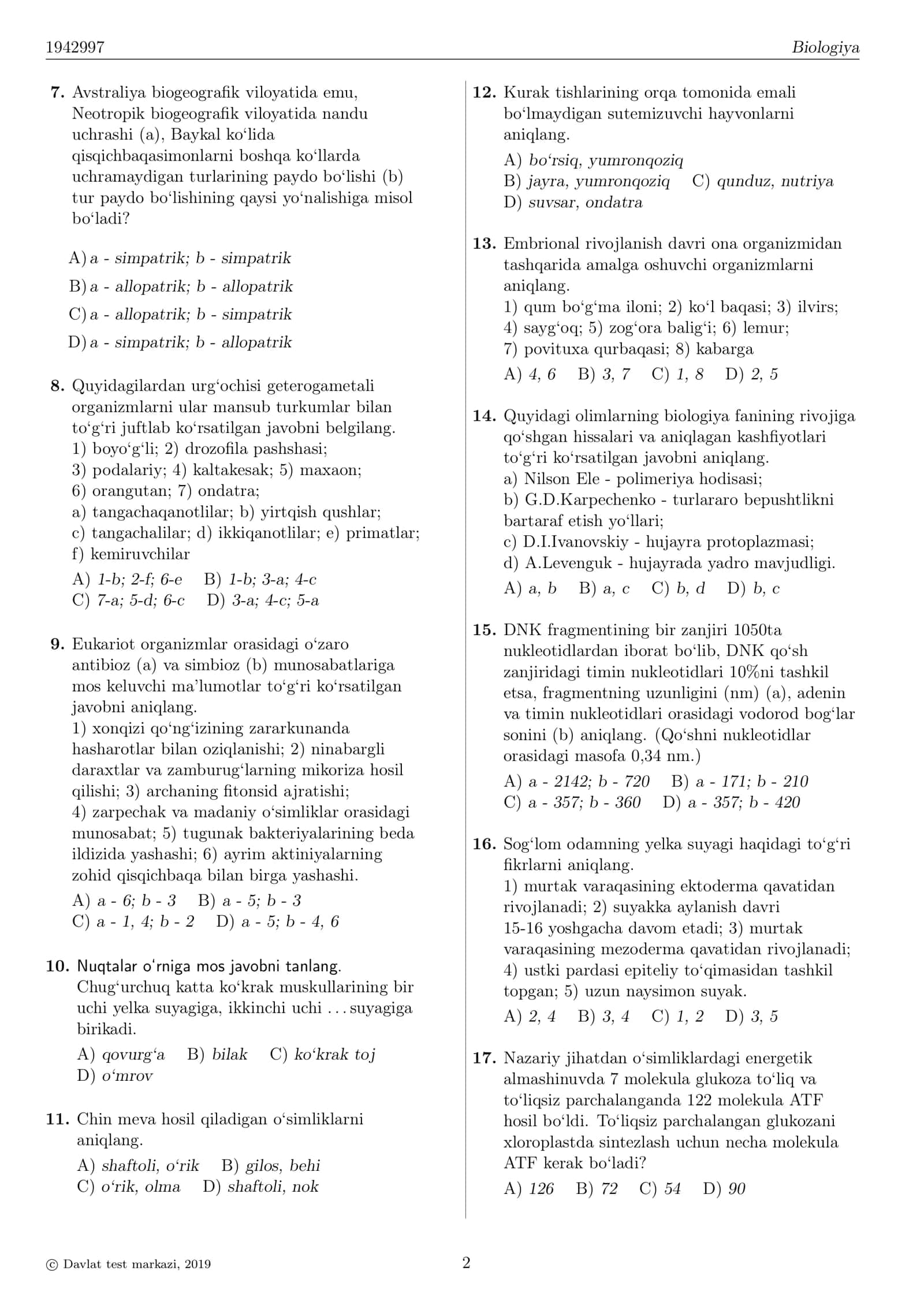 BIOLOGIYA TEST VARIANTI 1942997 2