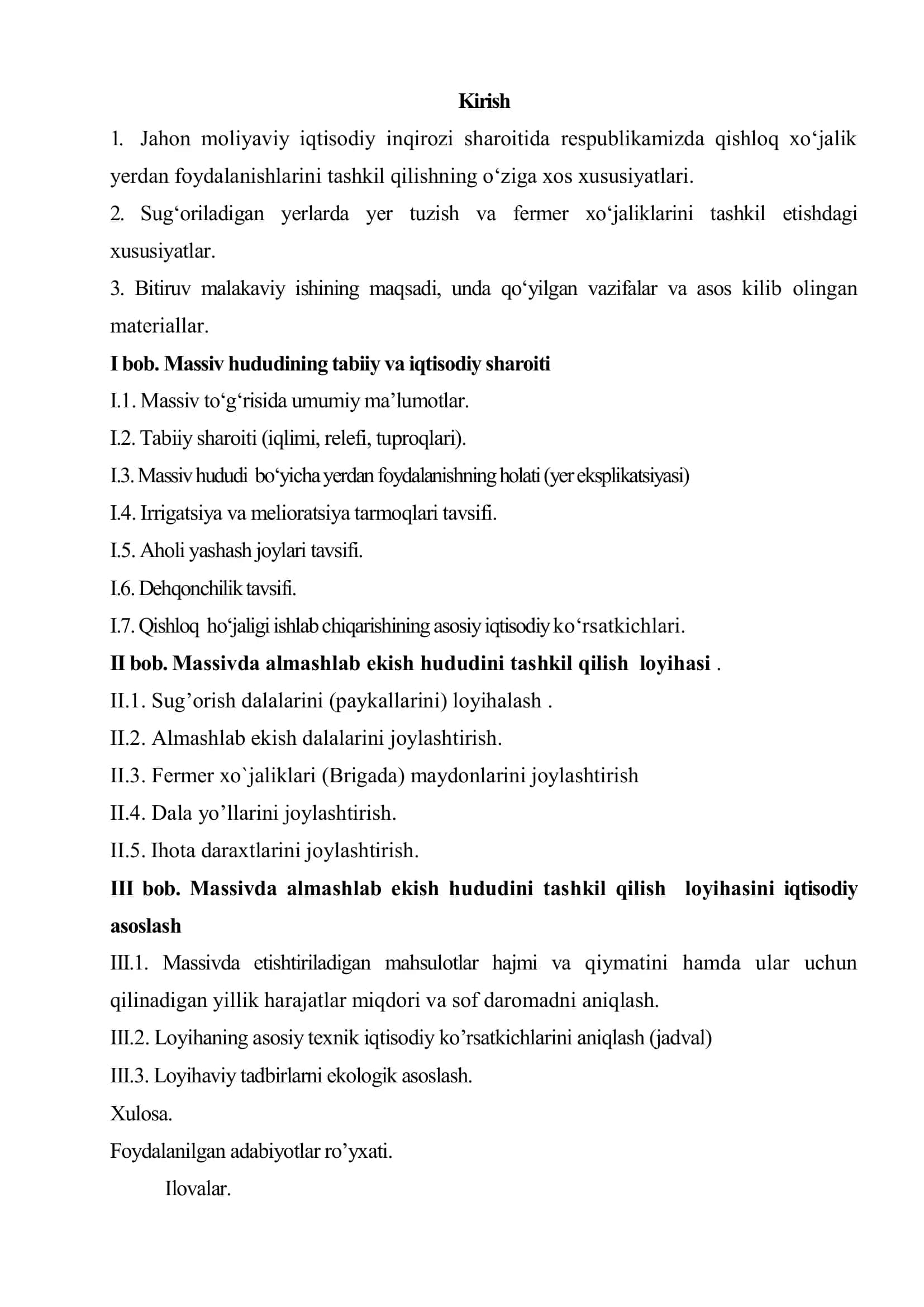 Shofirkon tuman I.Mo‘minov massivida ichki xo‘jalik yer tuzish ishlarini bajarish 2