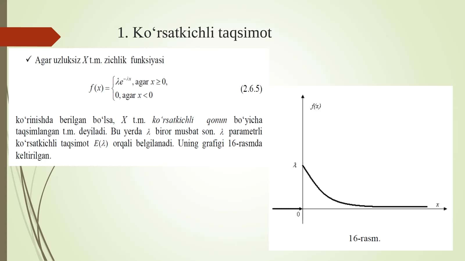 NORMAL TAQSIMOT QONUNI VA XOSSALARI. KO‘RSATKICHLI TAQSIMOT QONUNI VA TADBIQLARI 2