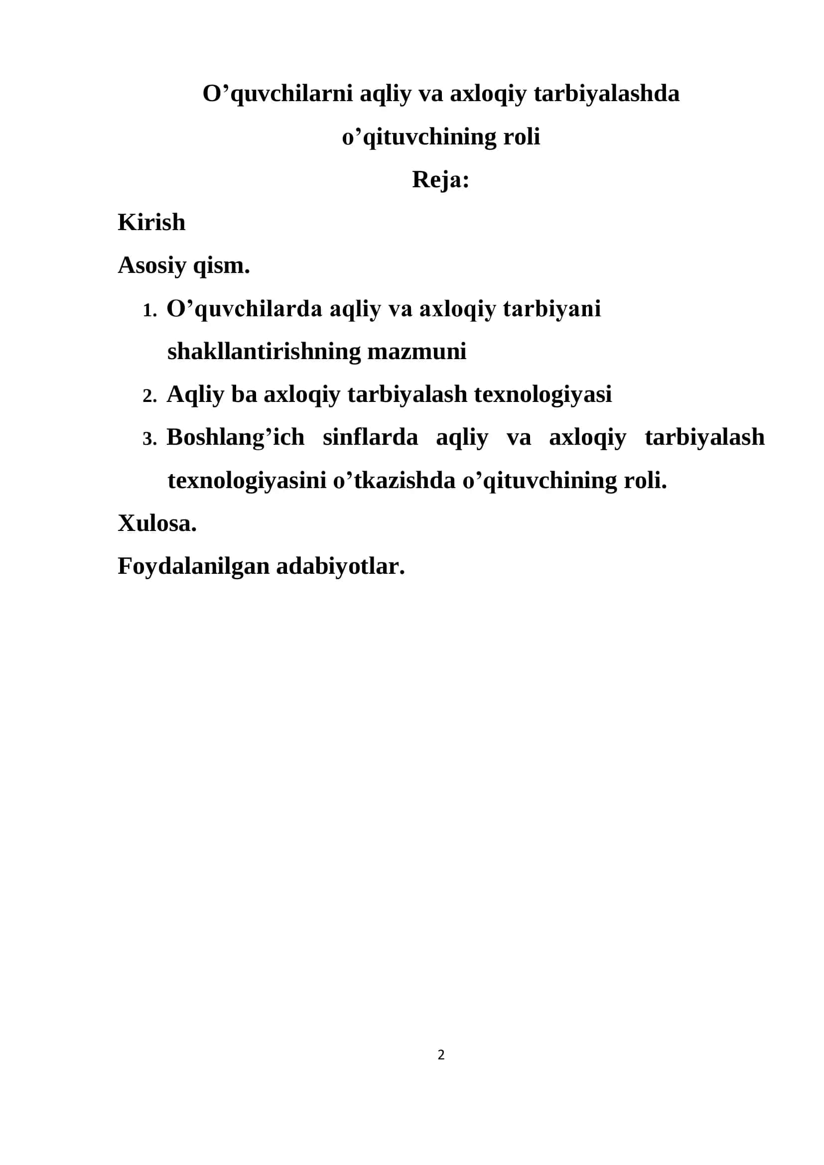 O‟quvchilarni aqliy va axloqiy tarbiyalashda o‟qituvchining roli 2