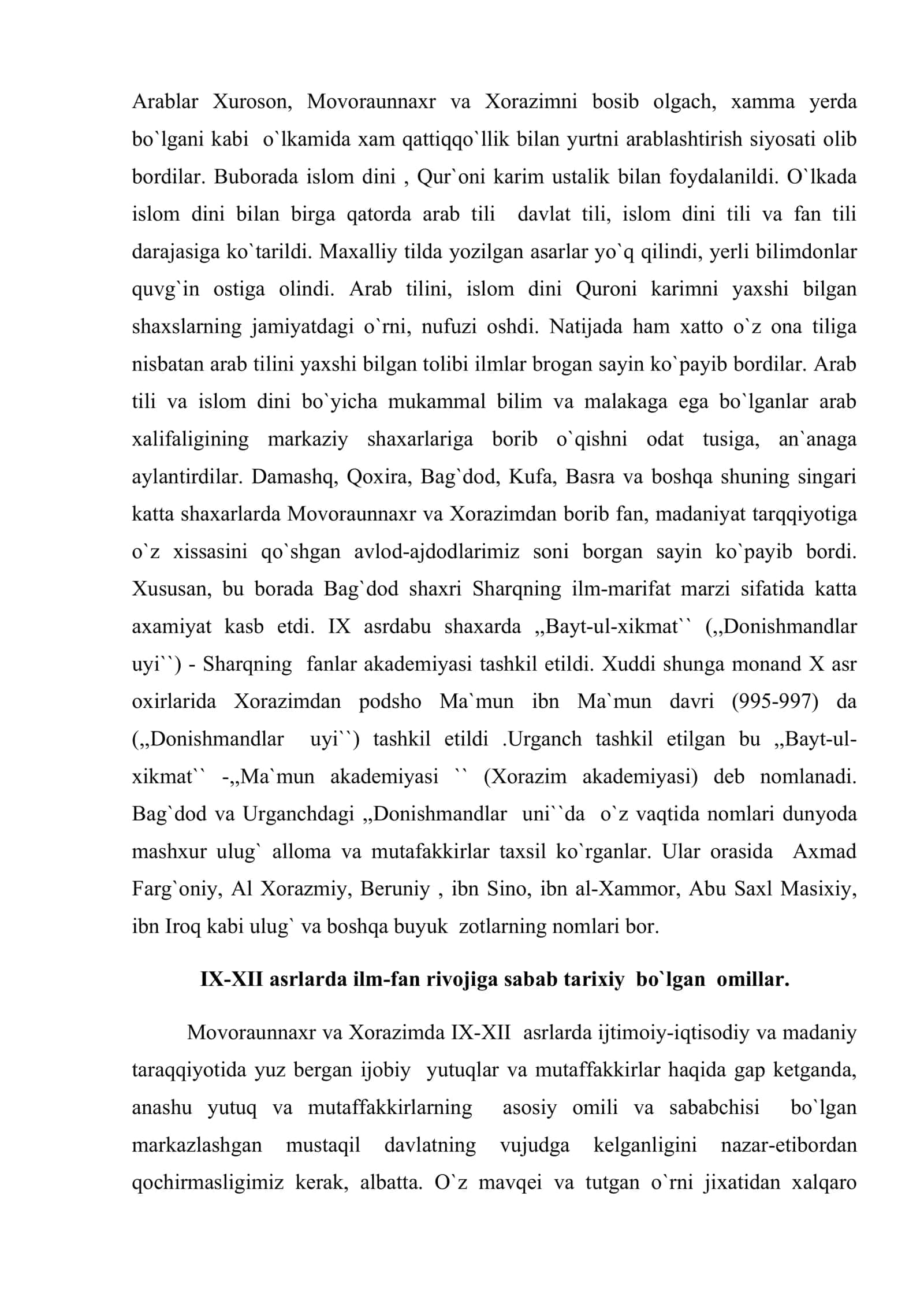 IX – XII asrlarda O`rta Osiyoda madaniy hayot 2