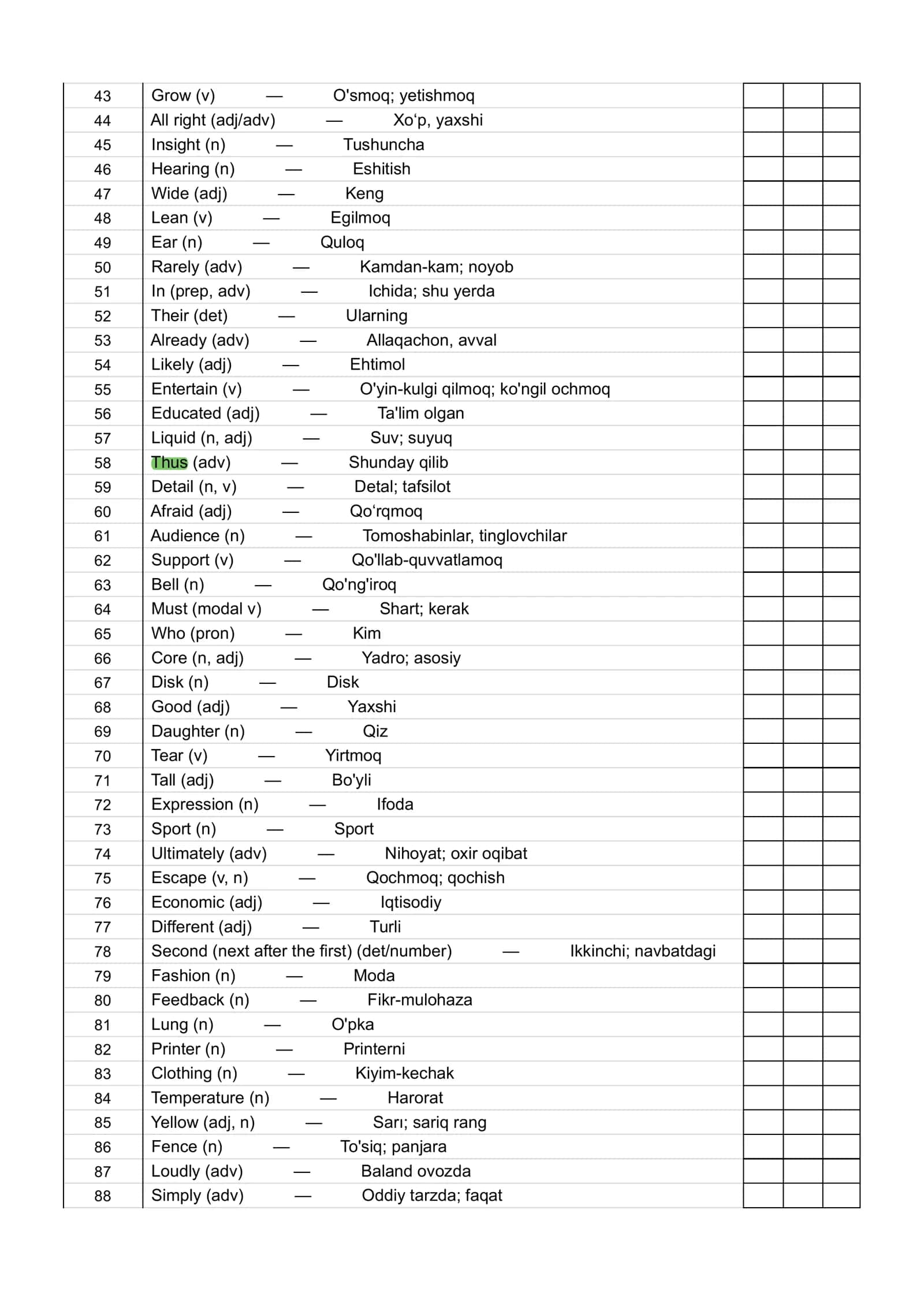 OXFORD WORDS IN UZBEK 3000 2