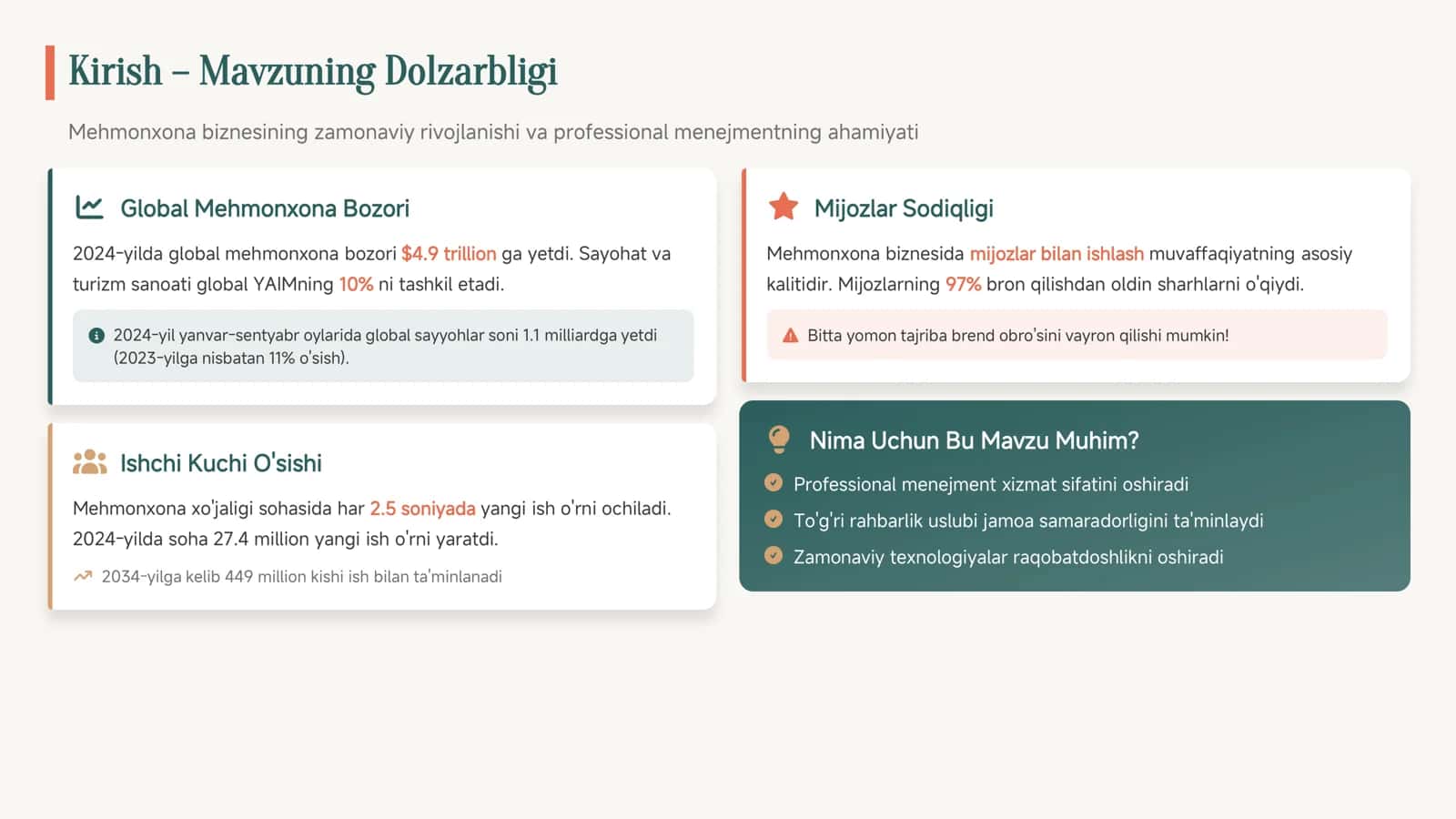 Mehmonxona xo'jaligida mijozlar bilan ishlashda menejer va rahbarlik uslublari 2