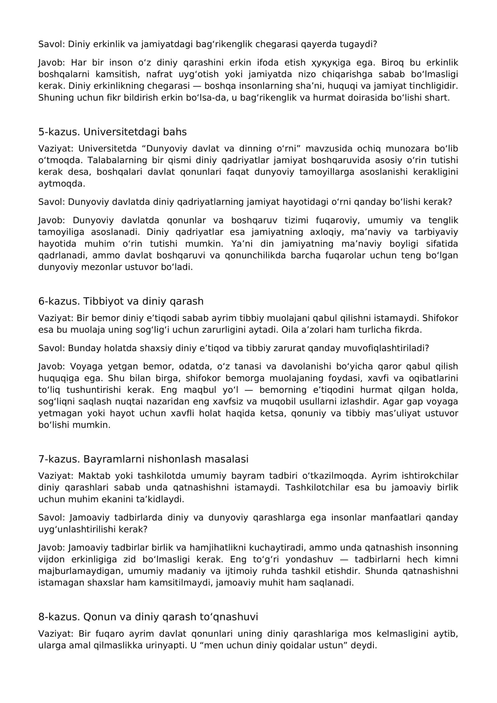Jamiyat hayotida dunyoviylik va diniylik mutanosibligi 2