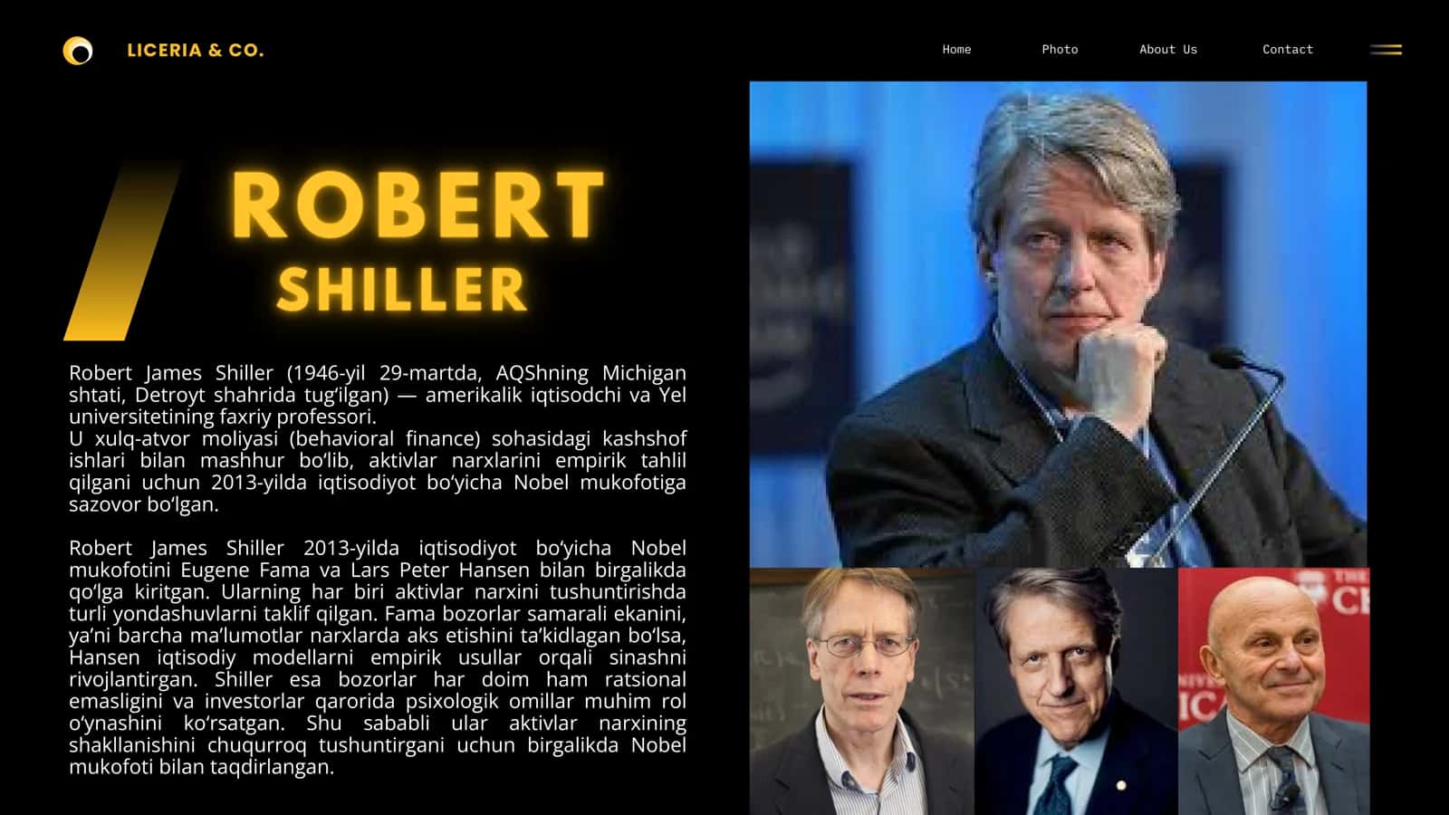 Robert Shiller: Nobel Mukofoti va Xulq-atvor Moliyasi (Tayyor Mustaqil Ta'lim / PPTX + Nutq matni va Savol-Javoblar) 2