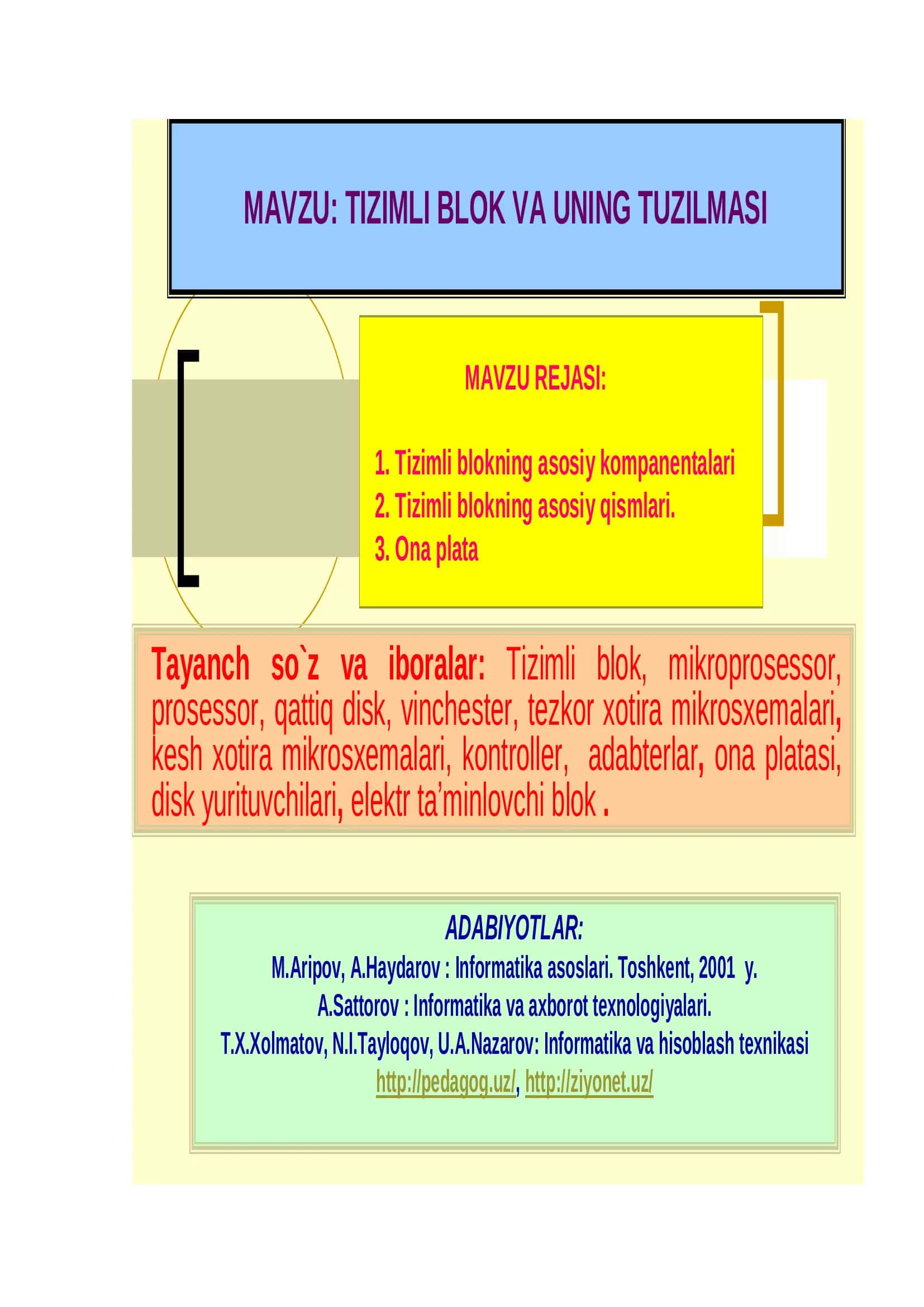 TIZIMLI BLOK VA UNING TUZILMASI 2