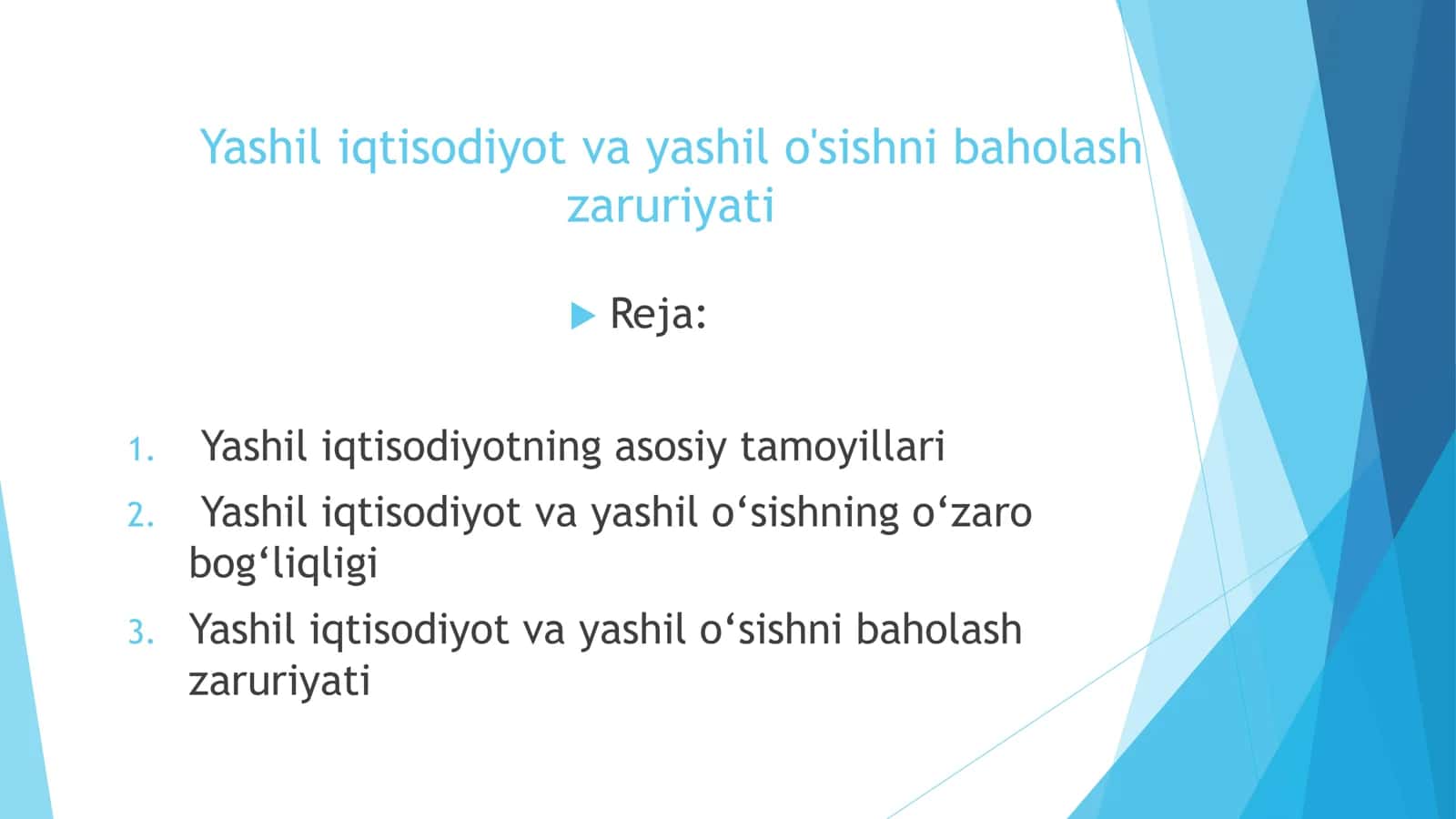 Yashil iqtisodiyot va yashil o'sishni baholash zaruriyati 2