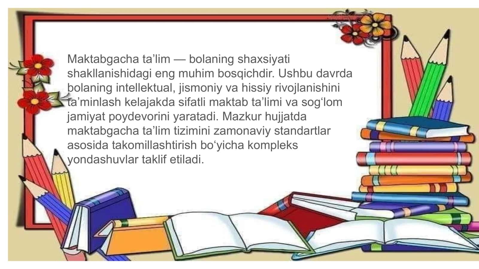 Maktabgacha ta'lim tizimini yanada takomillashtirish bo‘yicha strategik takliflar va chora-tadbirlar 2