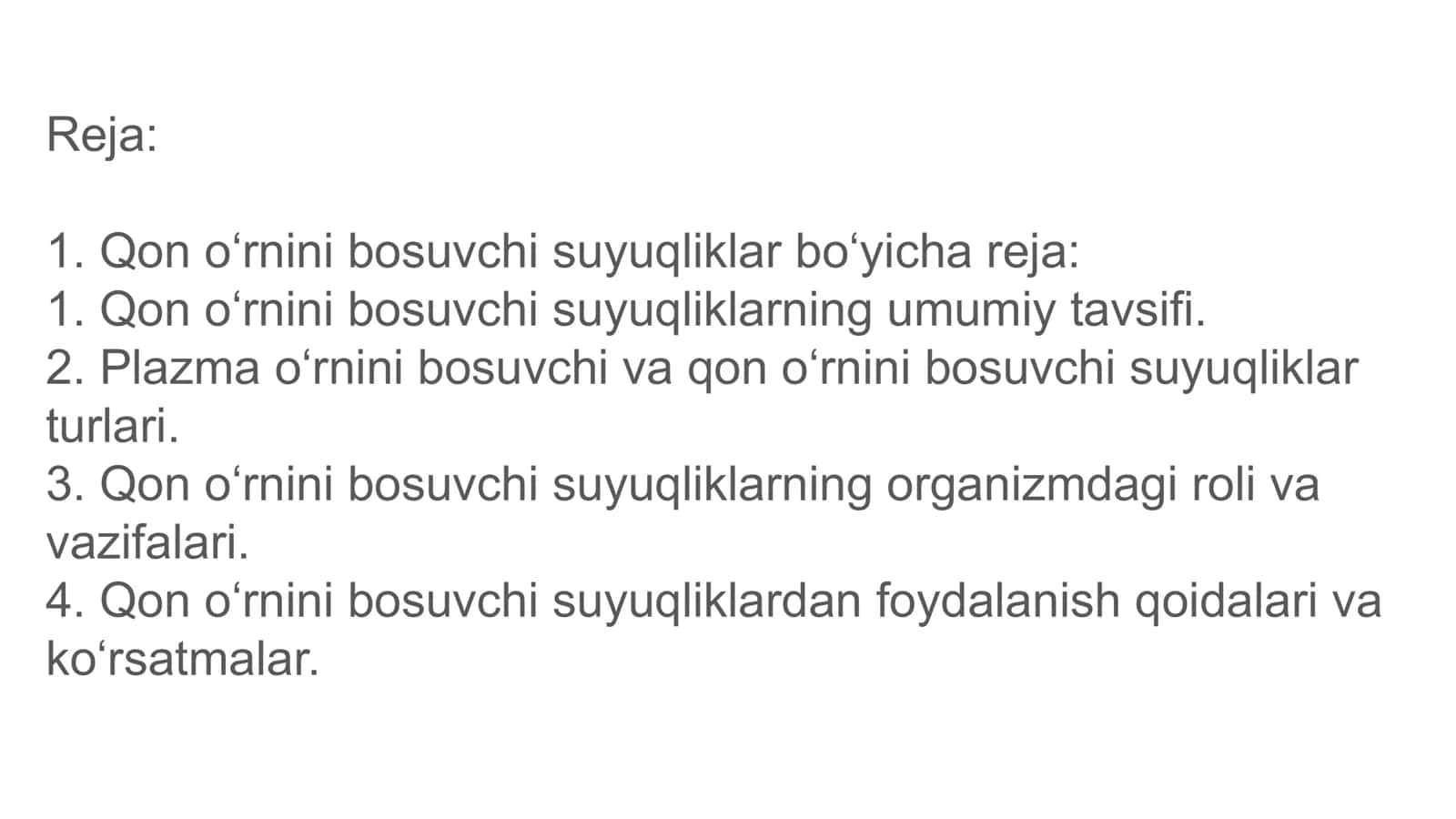 Qon o'rnini bosuvchi suyuqliklar 2