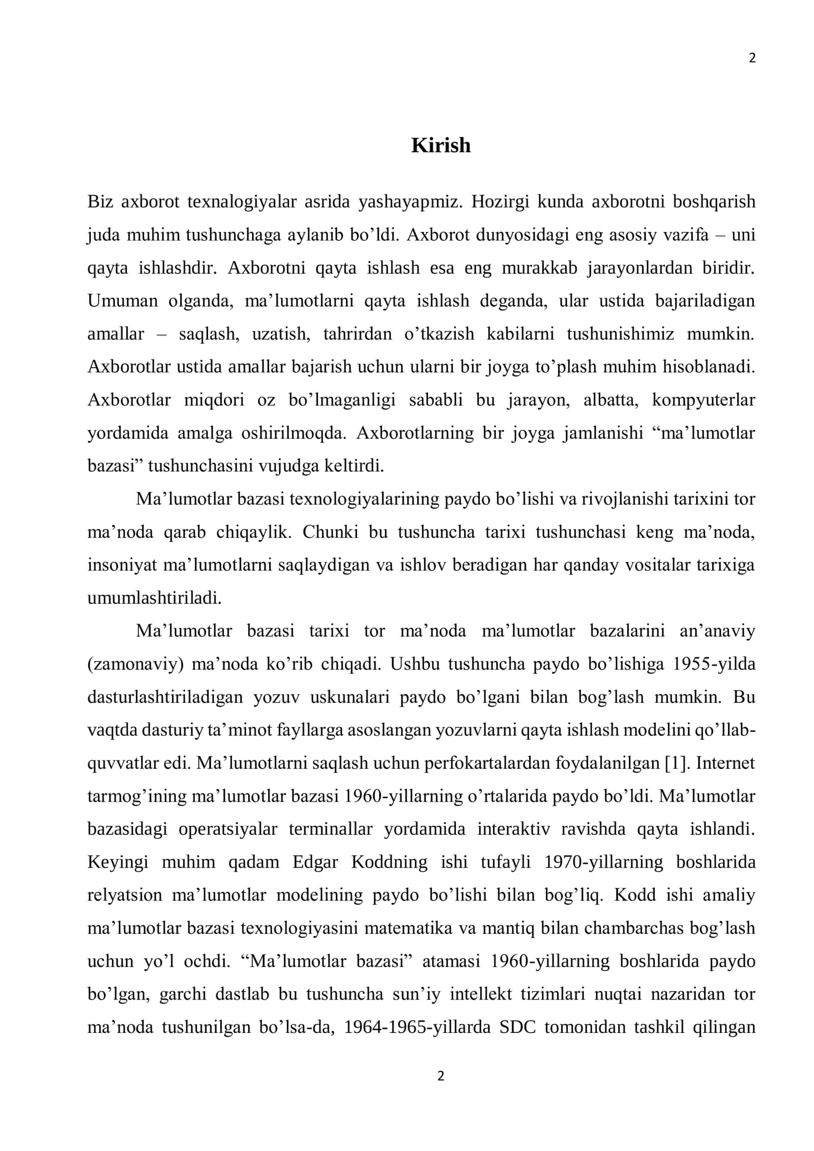 Supermarket ma’lumotlar bazasi texnologiyalari 2