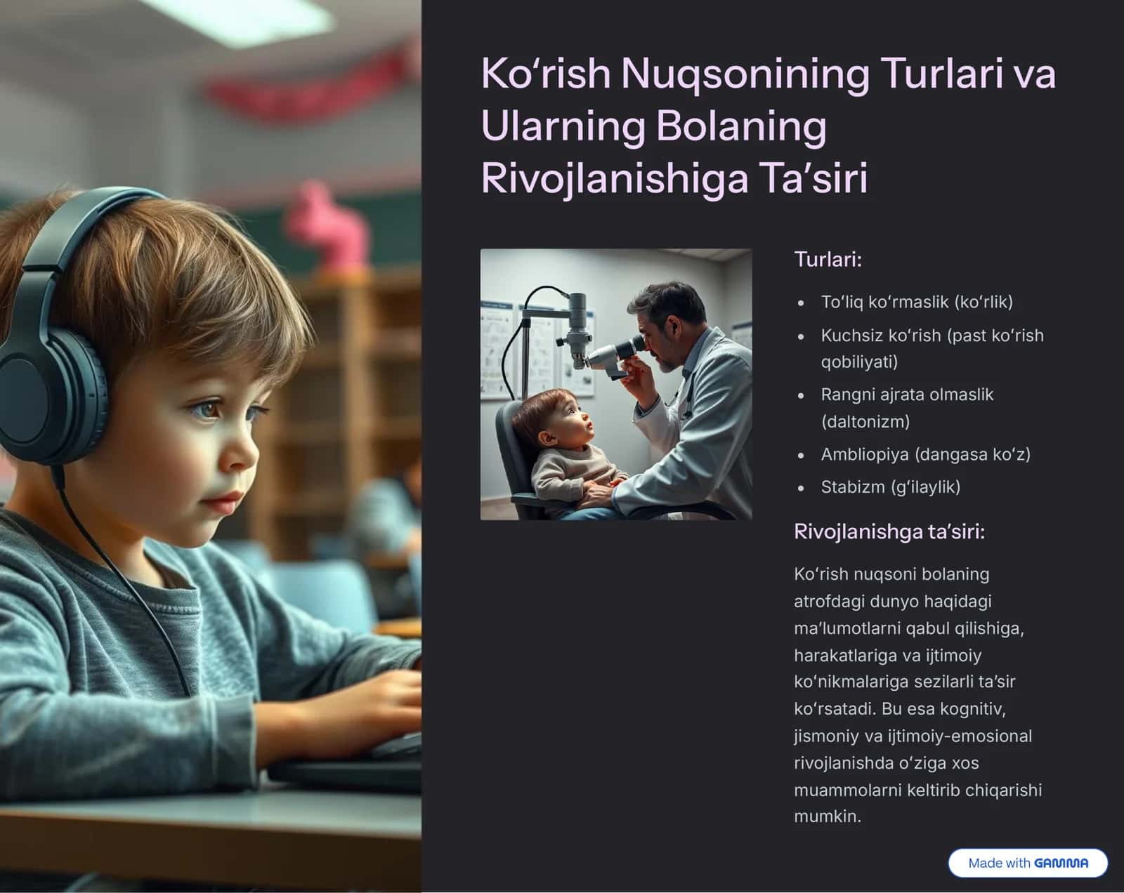 Ko‘rishda nuqsoni bo‘lgan bolalar haqida taqdimot 2