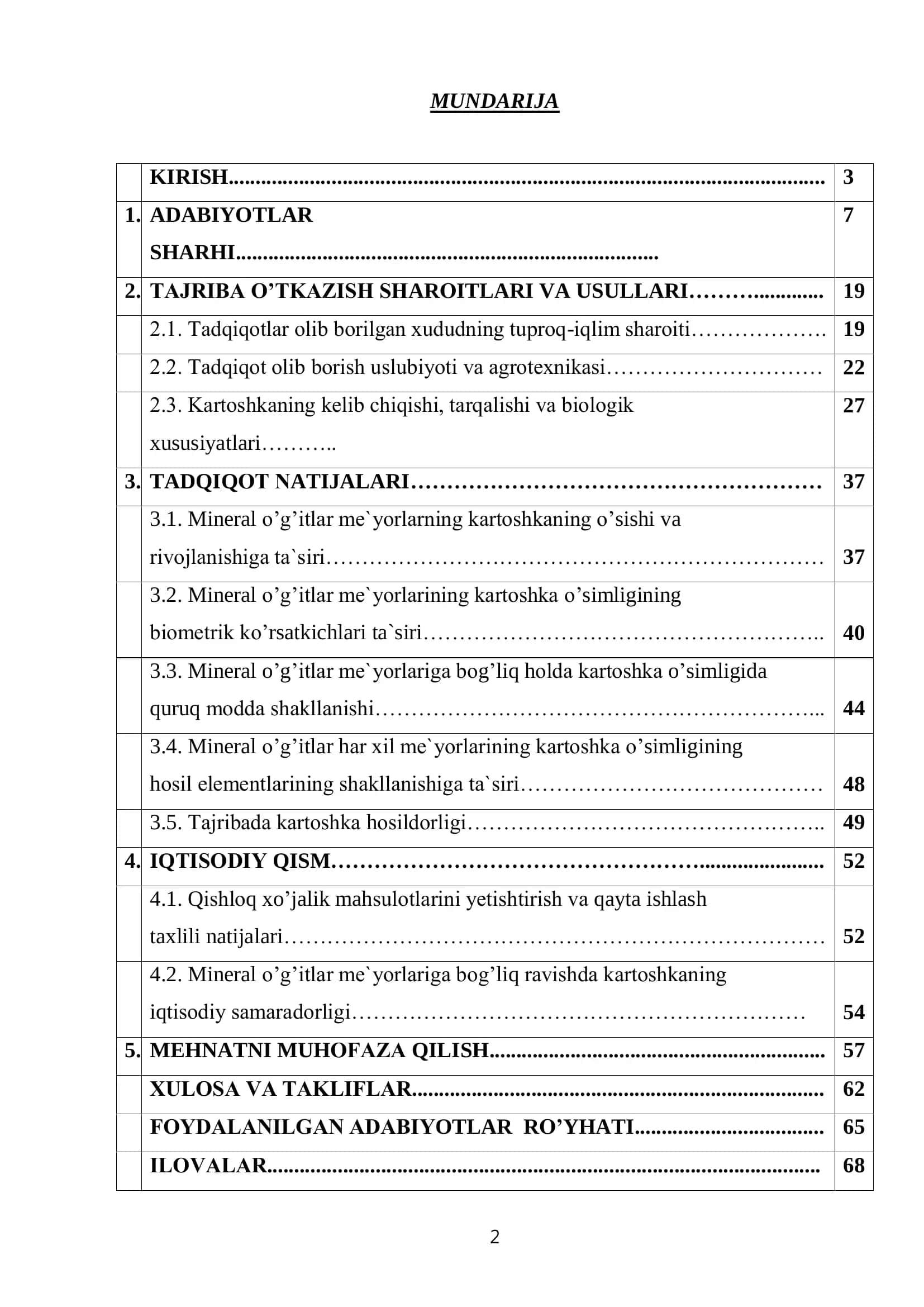 ERTAKI KARTOSHKA YETISHTIRISHDA MAQBUL O’G’ITLASH TIZIMINI ISHLAB CHIQISH 2