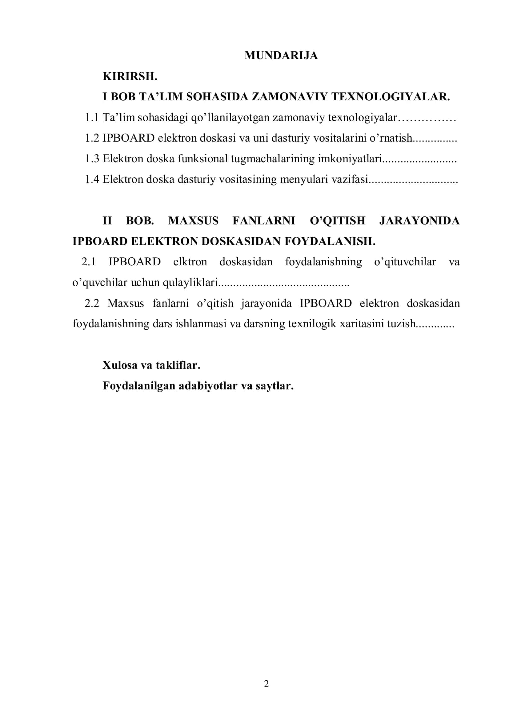 Maxsus fanlarni o’qitish jarayonida IPBOARD elektron doskasidan foydalanish 2