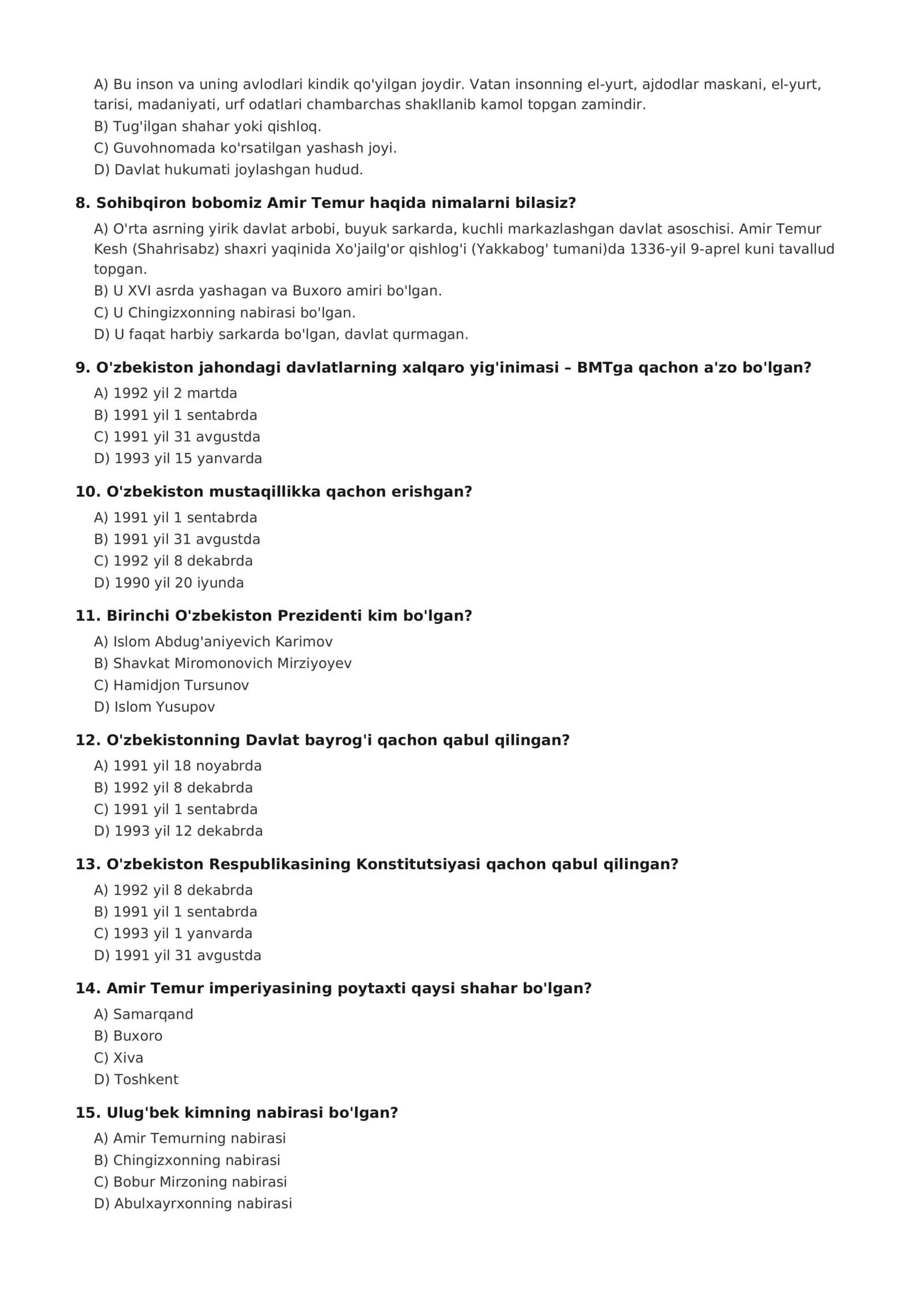O'ZBEKISTON RESPUBLIKASI ICHKI ISHLAR ORGANLARI NOMZODLARI UCHUN DTM TEST SAVOLLARI 2026-2027 2