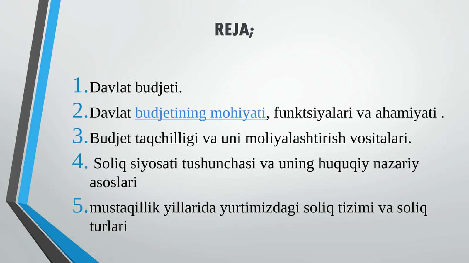 Davlat byudjeti va soliqlar , mamalakatimiz byudjet soliq siyosatini o’rganib tahlil qilish 2