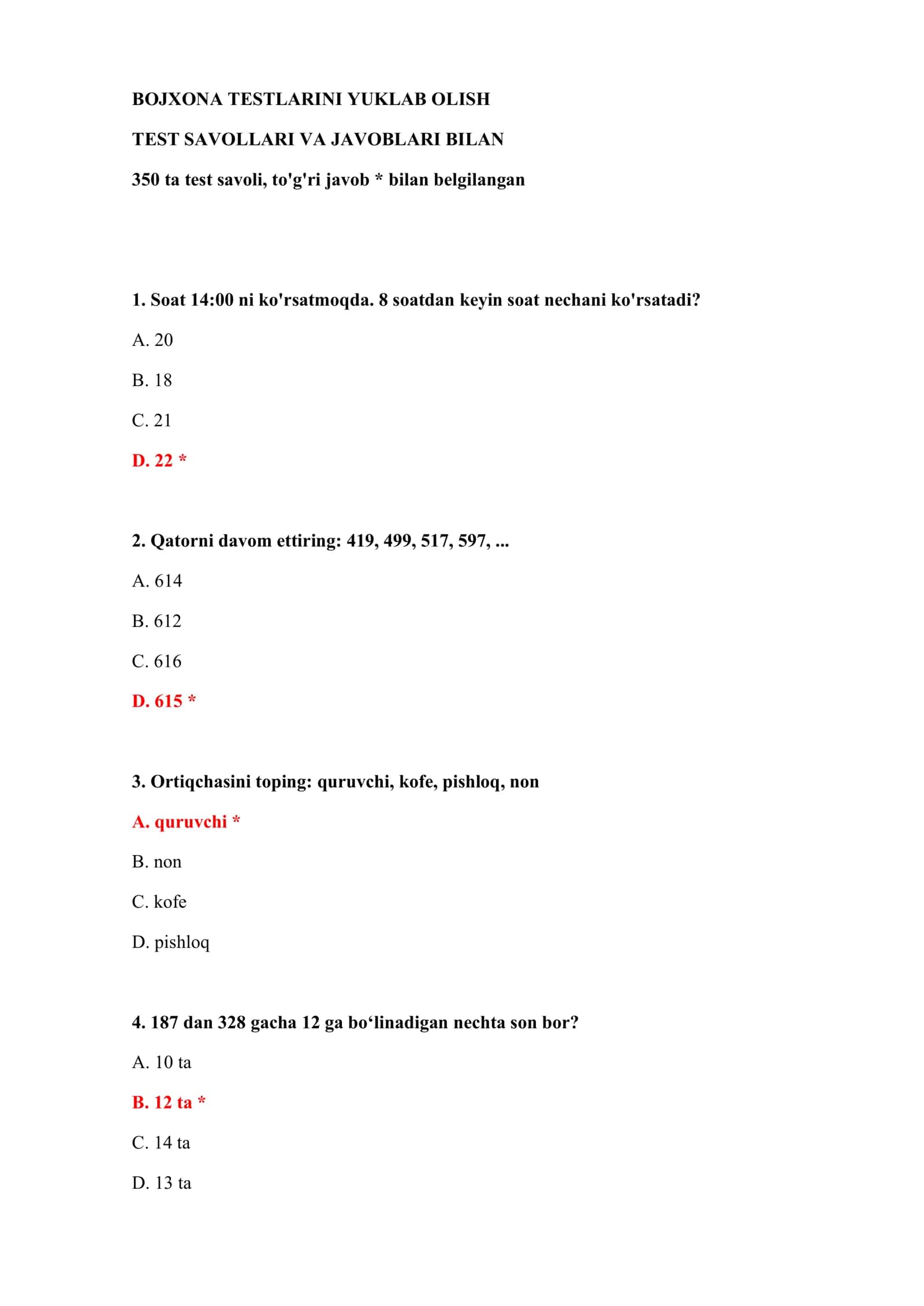 BOJXONA TESTLARINI YUKLAB OLISH 2